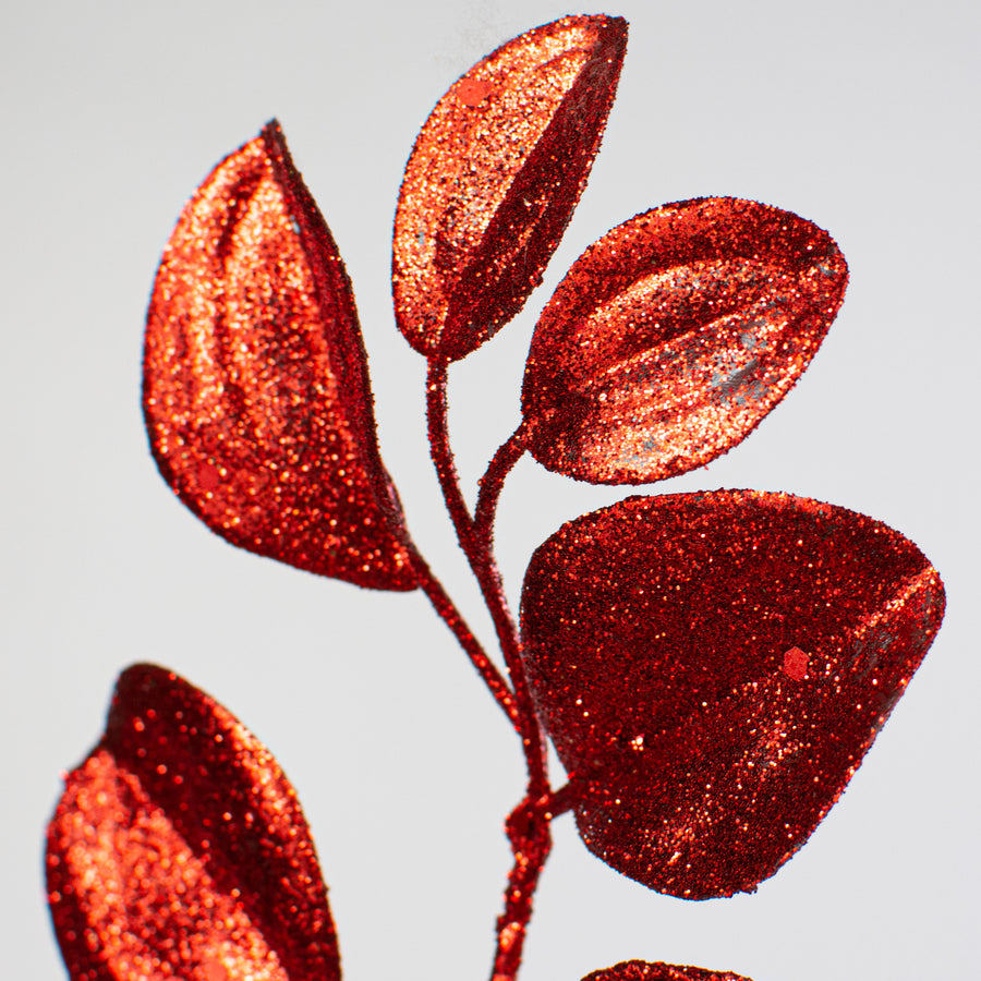 30" Glitter Eucalyptus Spray: Red Lifestyle Photo