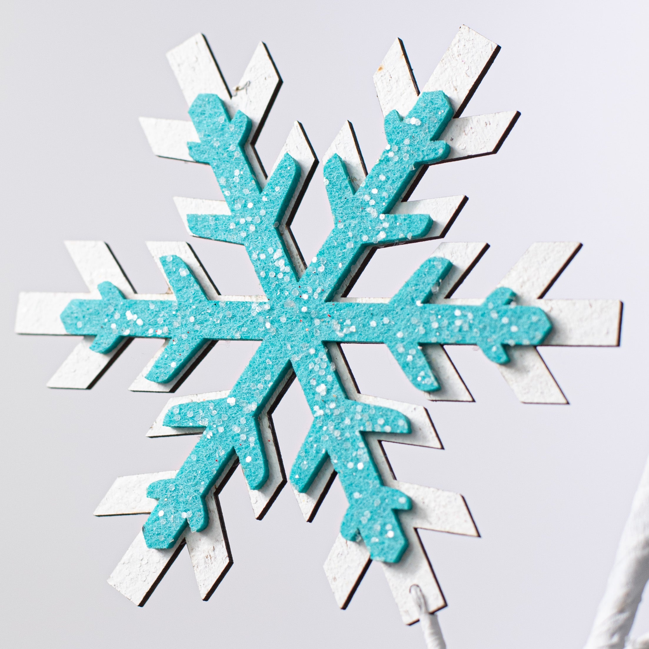 26" Glitter Felt Snowflake Spray: Blue Lifestyle Photo