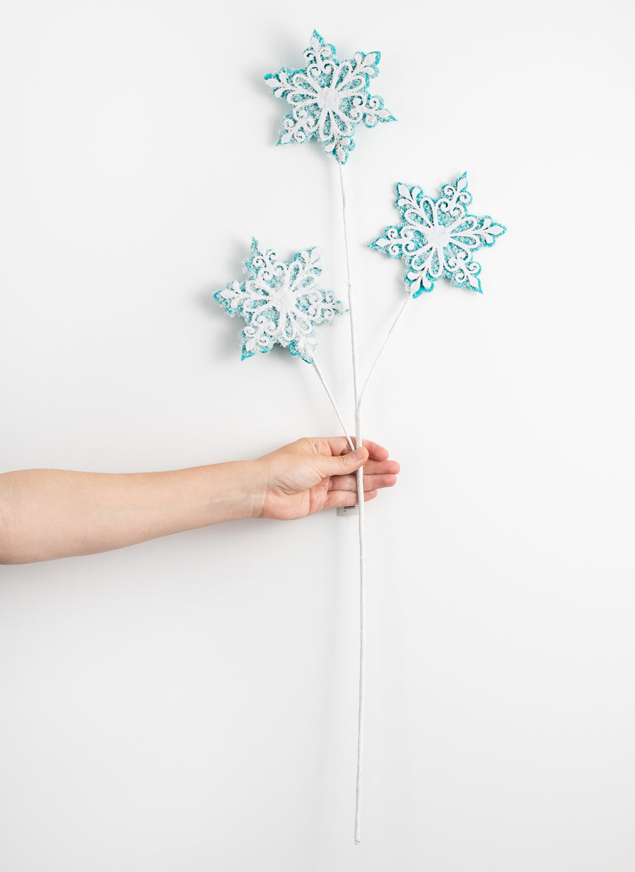 30" Glitter Felt Snowflake Spray: Blue detail photo 3