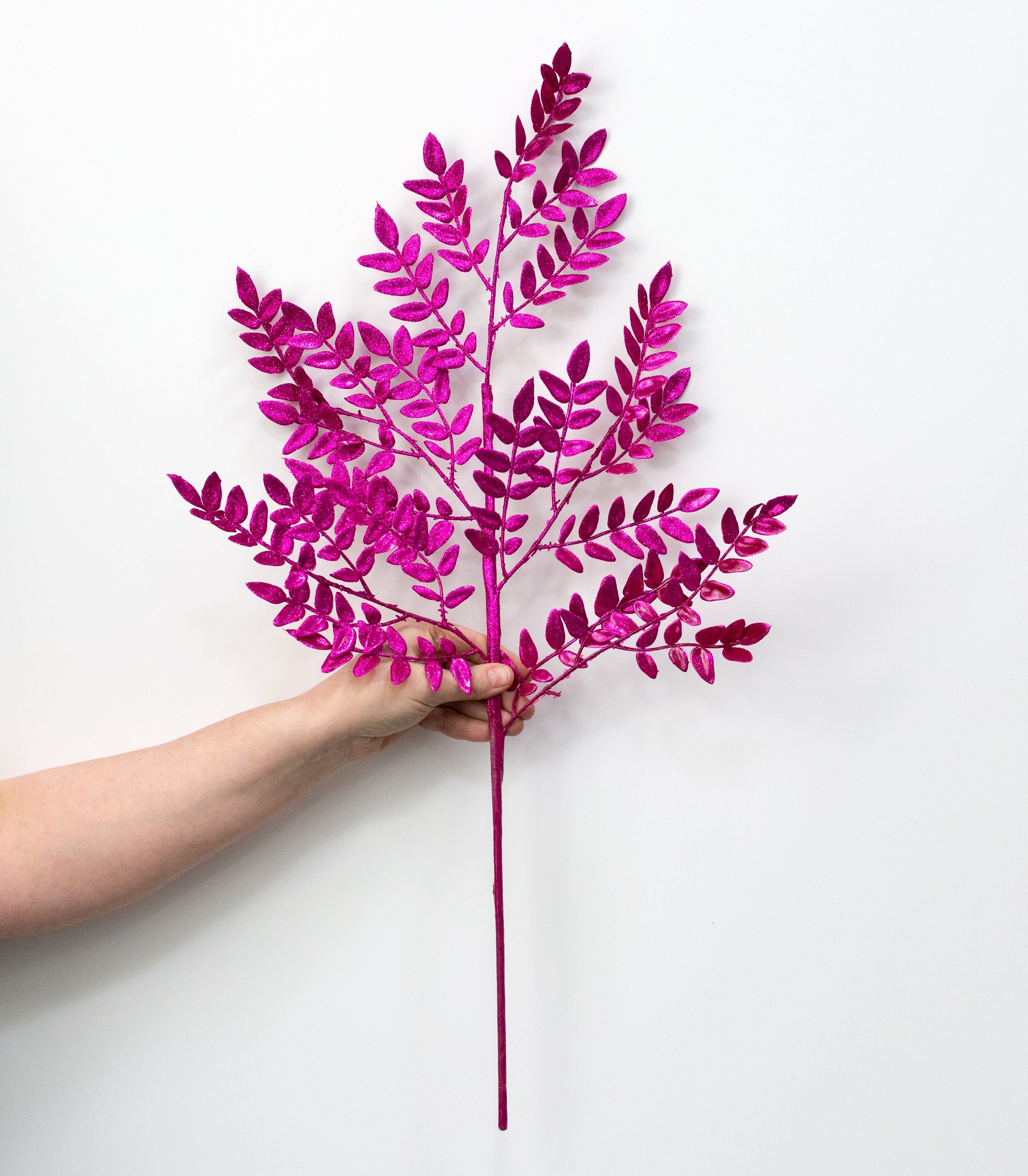 28" Glitter Fern Spray: Fuchsia Hot Pink detail photo 3