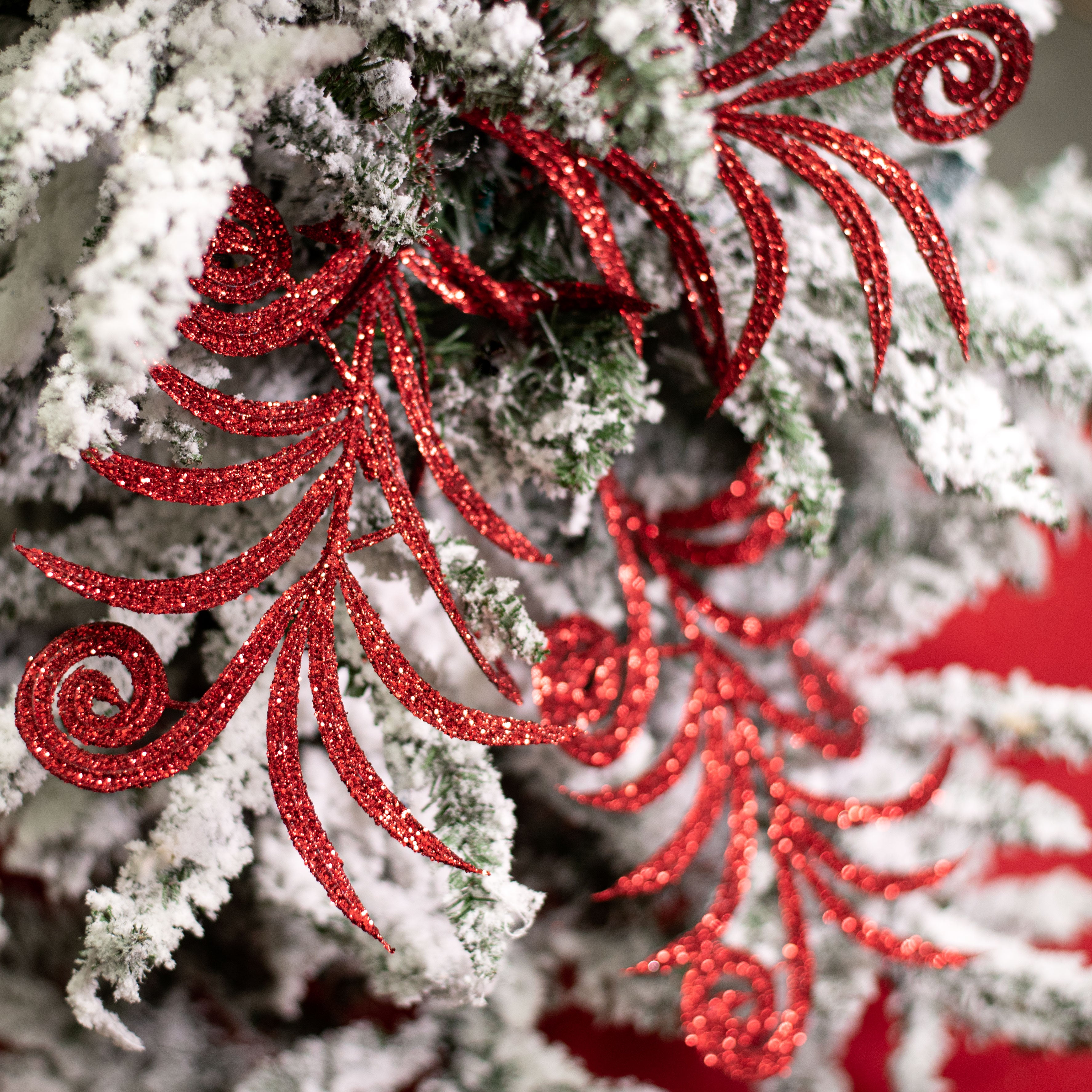 31" Glitter Fern Spray: Red Lifestyle Photo