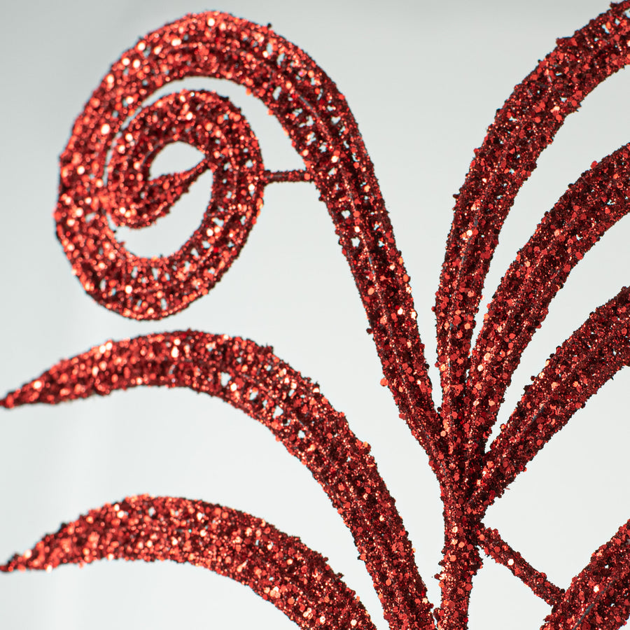 31" Glitter Fern Spray: Red detail photo 3