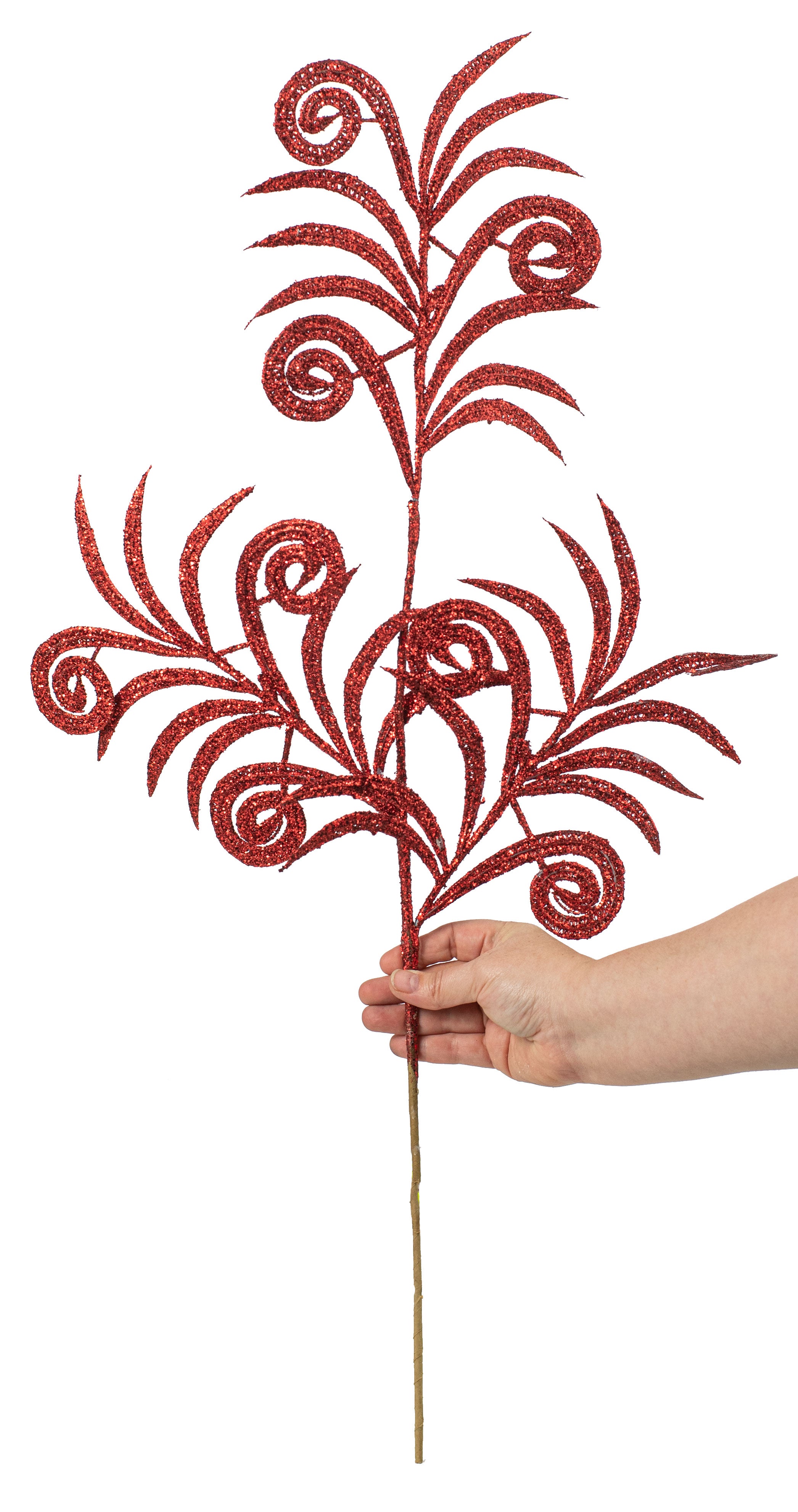 31" Glitter Fern Spray: Red detail photo 4