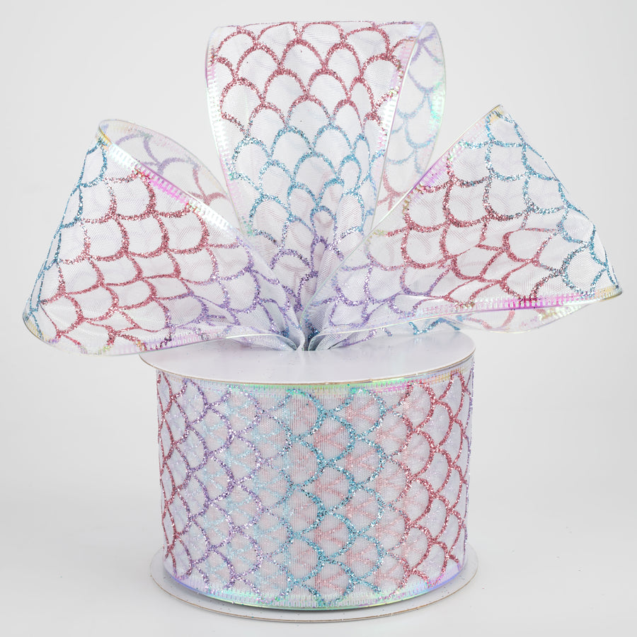 2.5" Glitter Fish Scales Ribbon: Pastel (10 Yards) Lifestyle Photo
