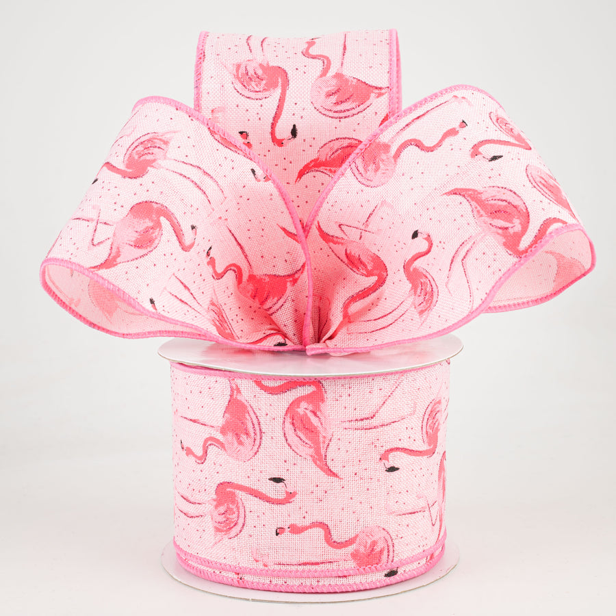 2.5" Glitter Flamingos Ribbon: Multi Pink (10 Yards) Lifestyle Photo