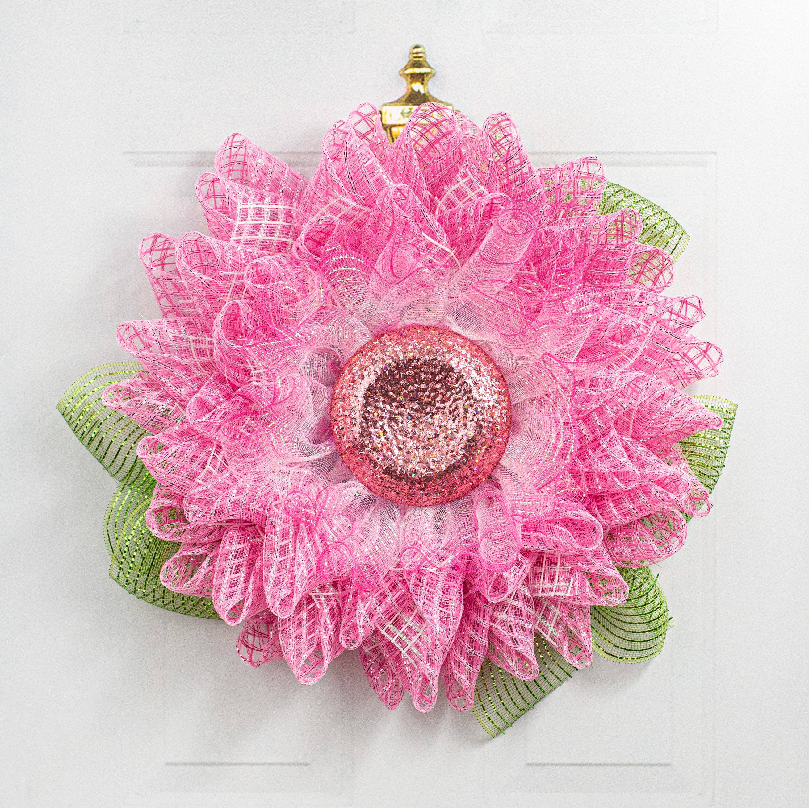 7" Glitter Flower Head: Light Pink Lifestyle Photo