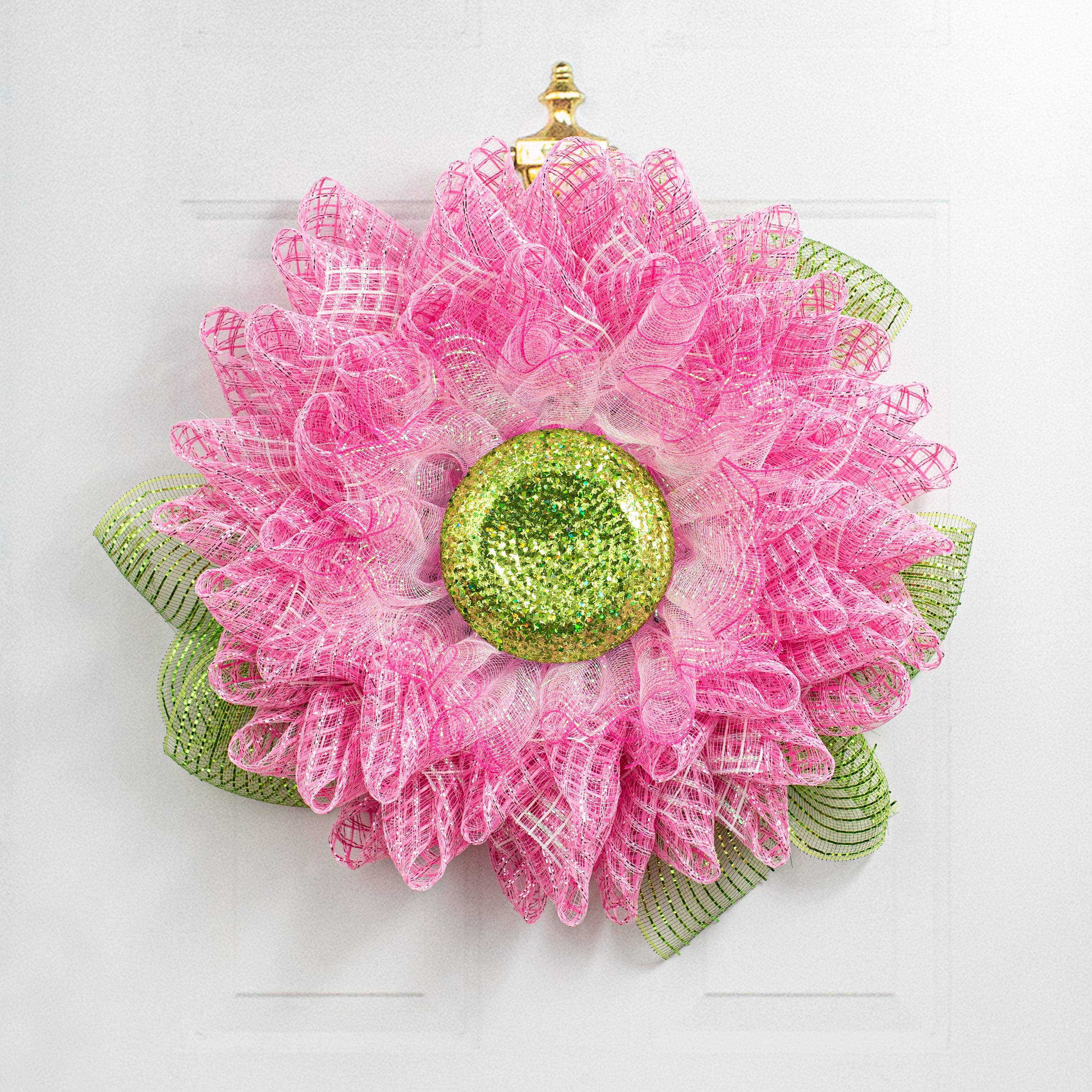 7" Glitter Flower Head: Lime Green detail photo 5
