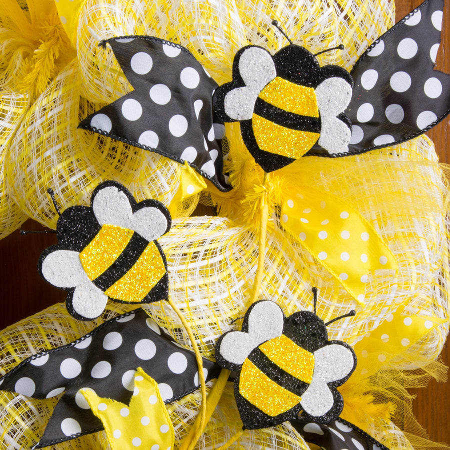 25" Glitter Foam Bumble Bee Spray: Yellow, Black & White Lifestyle Photo