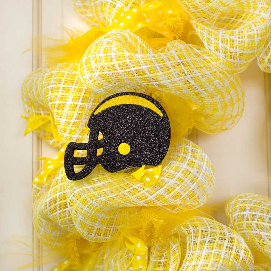 5" Glitter Football Helmet: Black & Yellow Lifestyle Photo