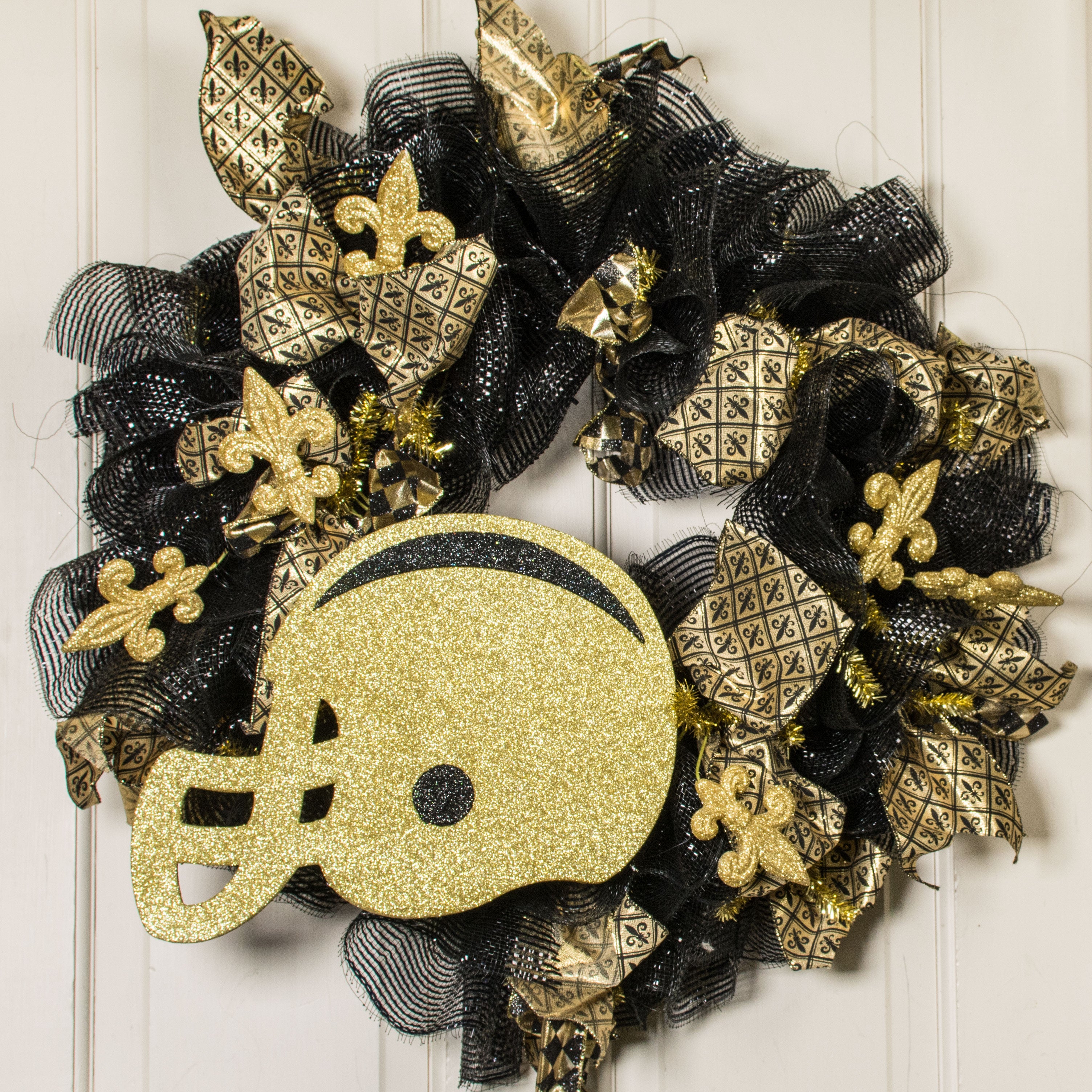12" Glitter Football Helmet: Gold & Black Lifestyle Photo