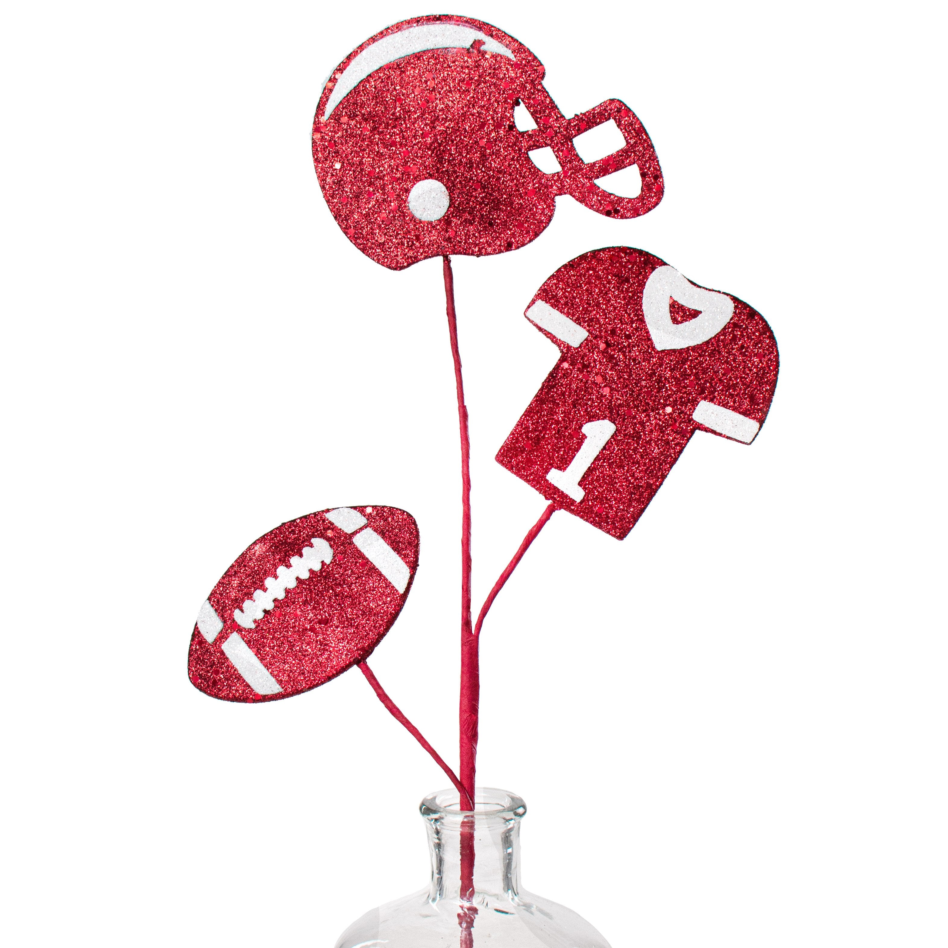24" Glitter Football, Helmet & Jersey Pick: Crimson & White Item Number: MZ186145