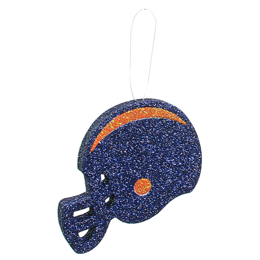 5" Glitter Football Helmet: Navy Blue & Orange detail photo 3