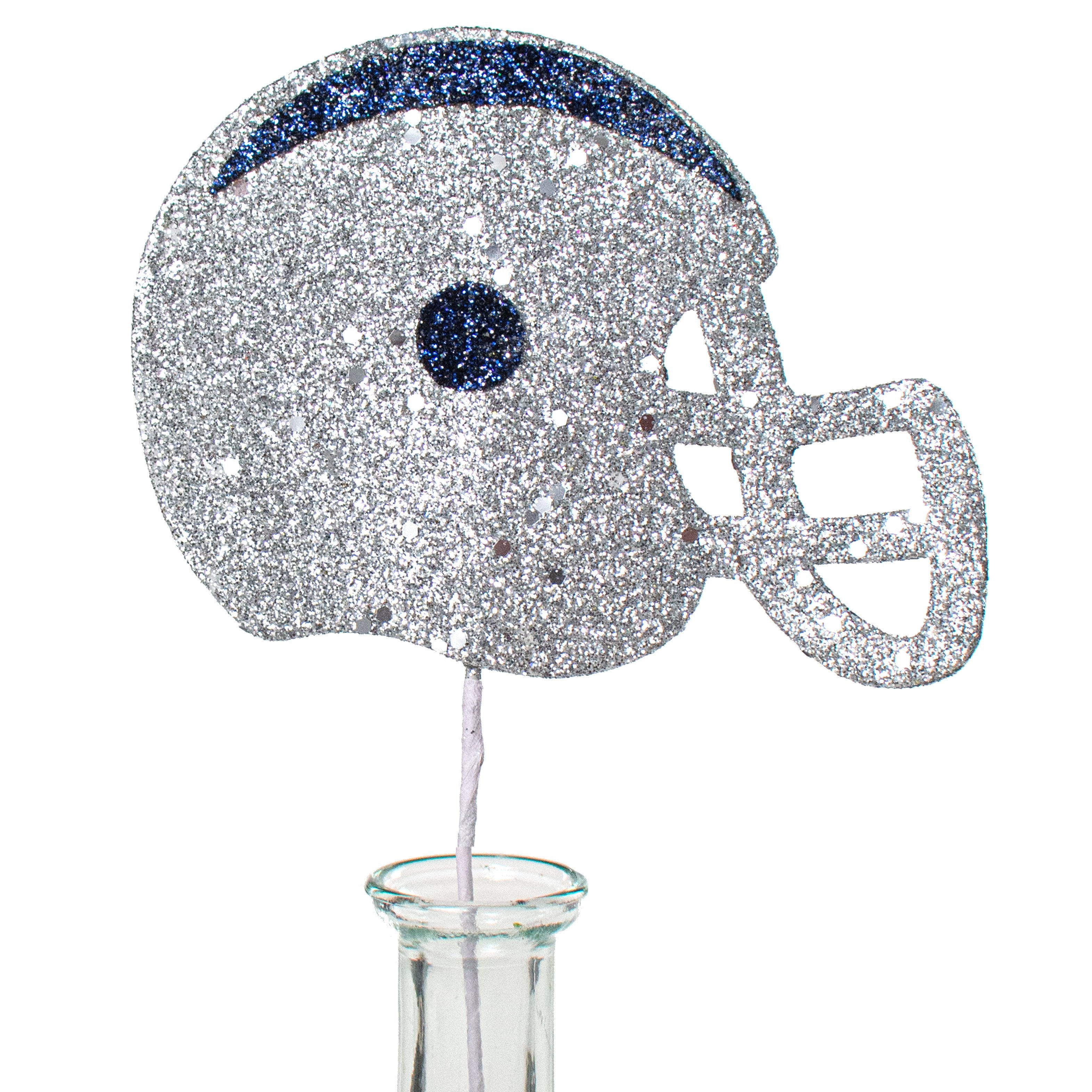 16" Glitter Football Helmet Pick: Navy Blue & Silver Item Number: MZ186260