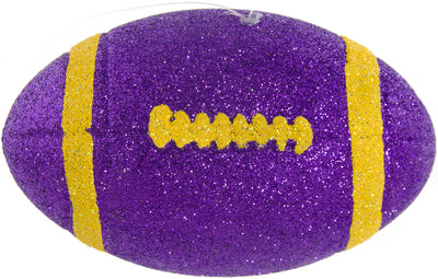 Glitter Football Ornament Assortment: Gold & Purple (Set of 3) Lifestyle Photo