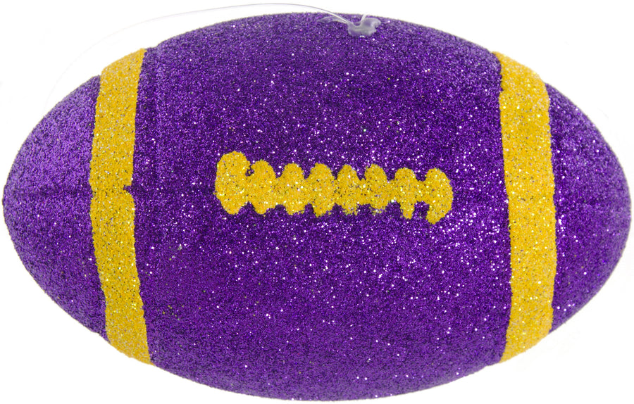 Glitter Football Ornament Assortment: Gold & Purple (Set of 3) Lifestyle Photo