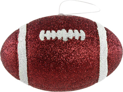 Glitter Football Ornament Assortment: Maroon & White (Set of 3) Lifestyle Photo