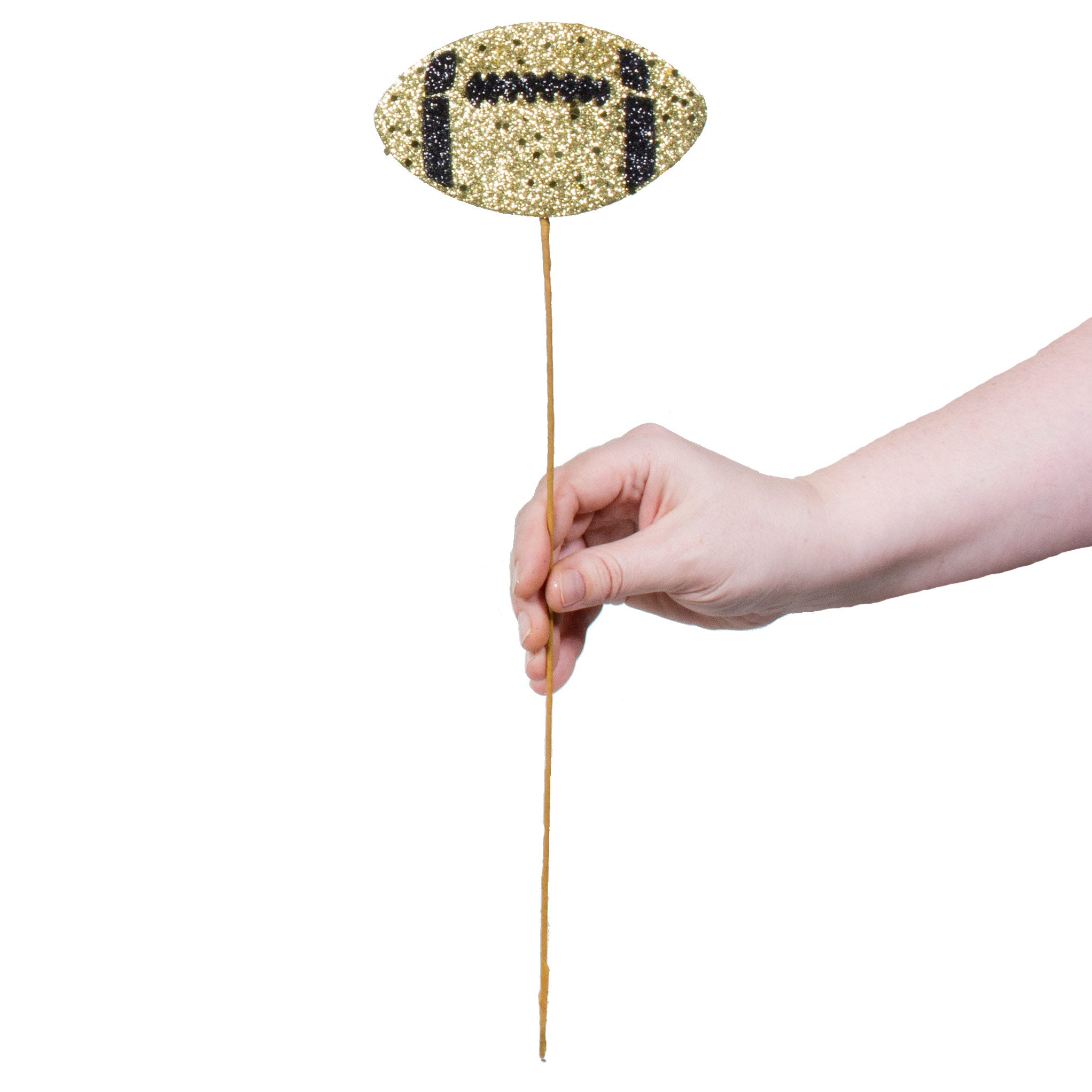 15" Glitter Football Pick: Gold & Black Lifestyle Photo