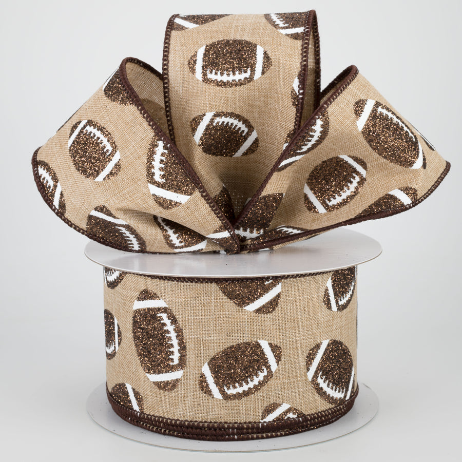 2.5" Glitter Football Ribbon: Light Beige (10 Yards) Lifestyle Photo