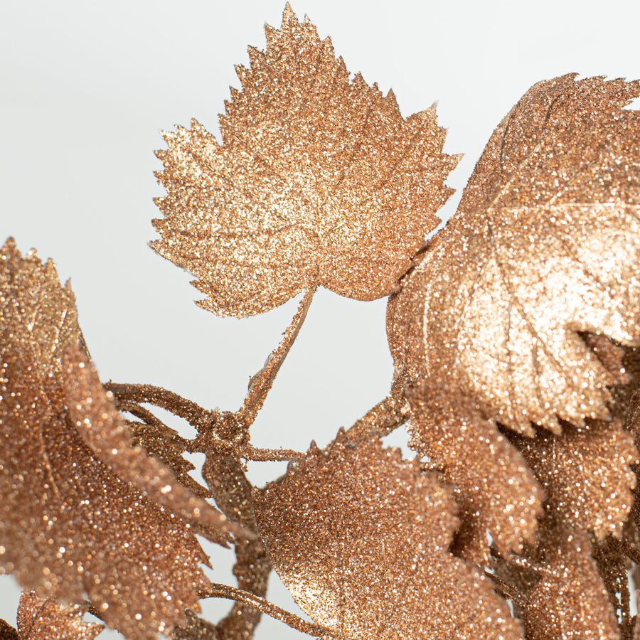 14" Glitter Grape Leaf Pick: Gold Lifestyle Photo