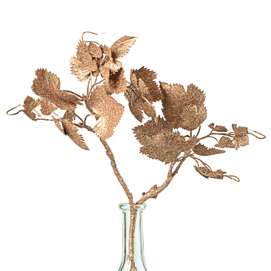 14" Glitter Grape Leaf Pick: Gold Item Number: 2825138GD