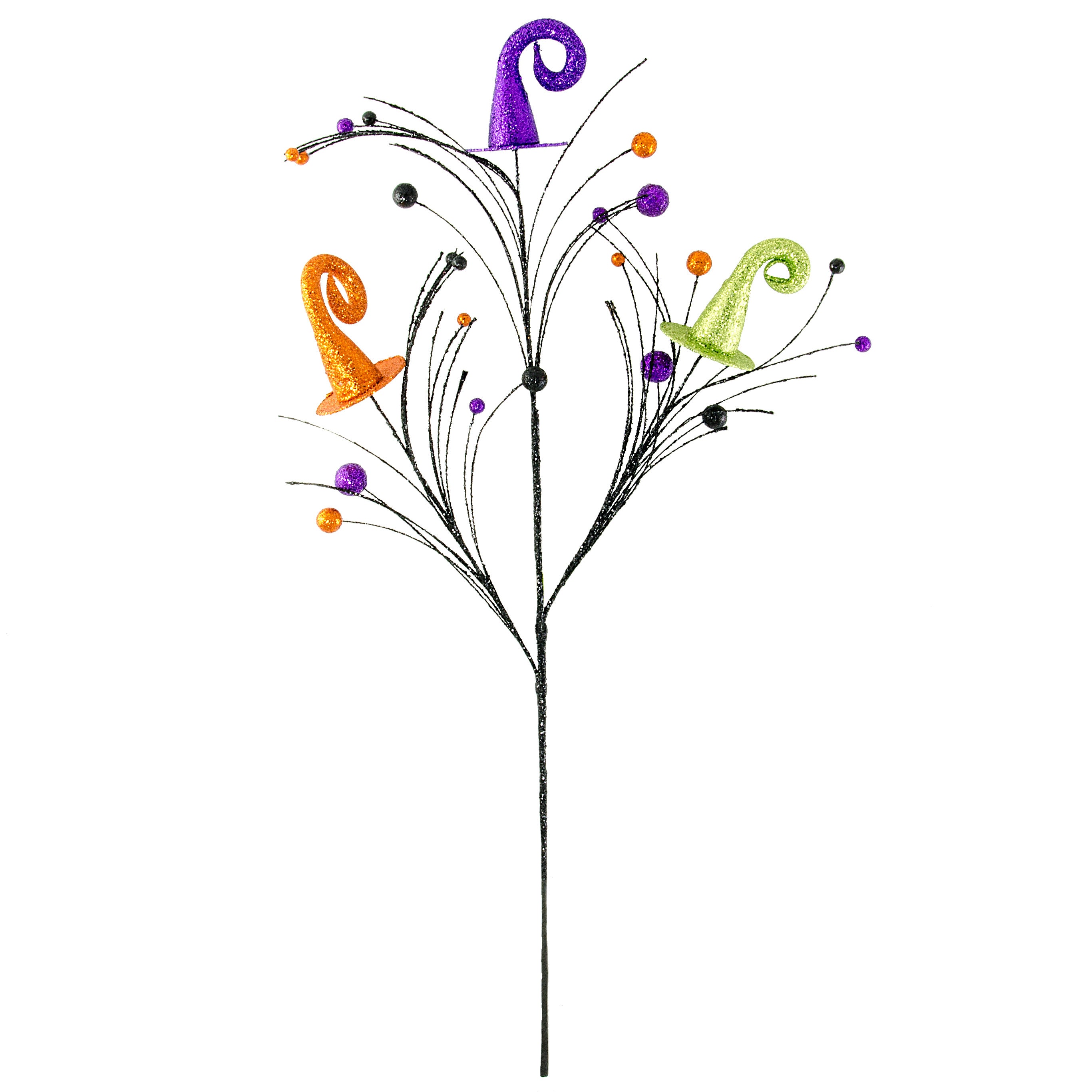 32" Glitter Halloween Witch Hat Spray: Orange, Lime, Purple Item Number: 52296HAL