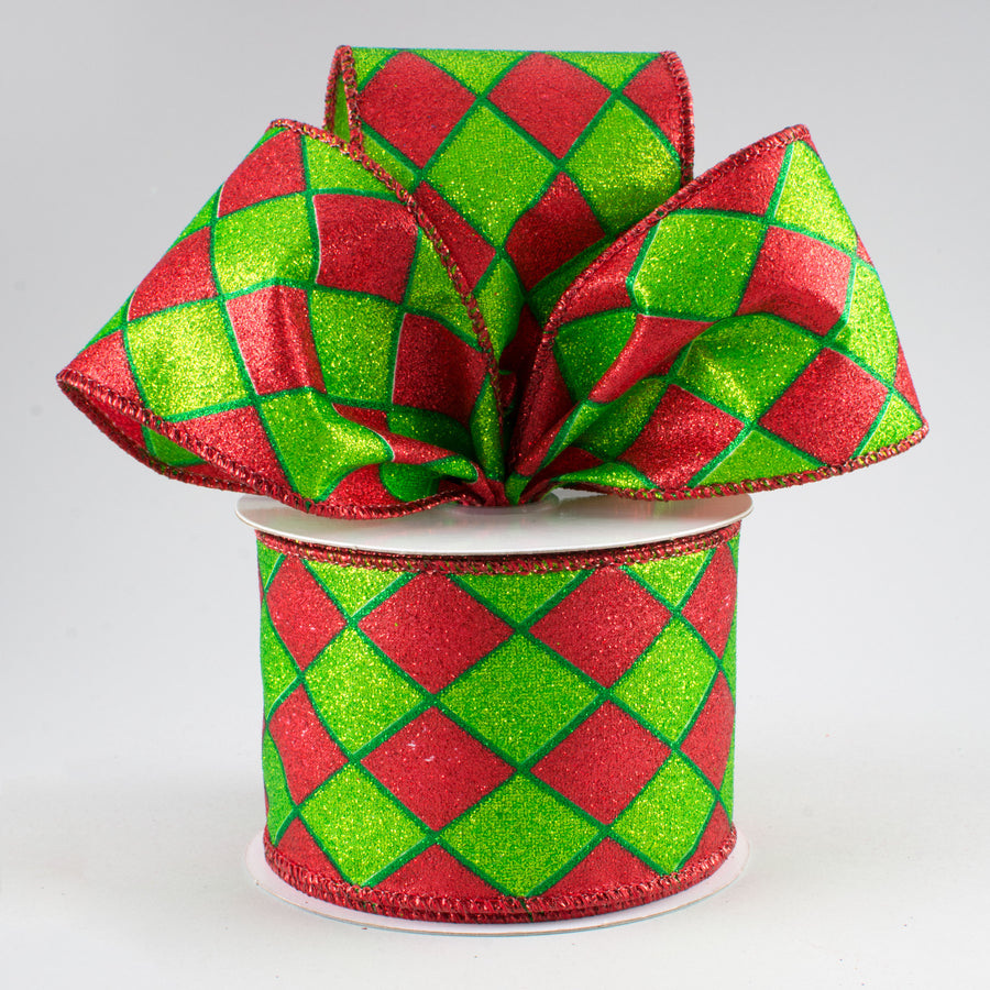 2.5" Glitter Harlequin Ribbon: Christmas (10 Yards) Lifestyle Photo