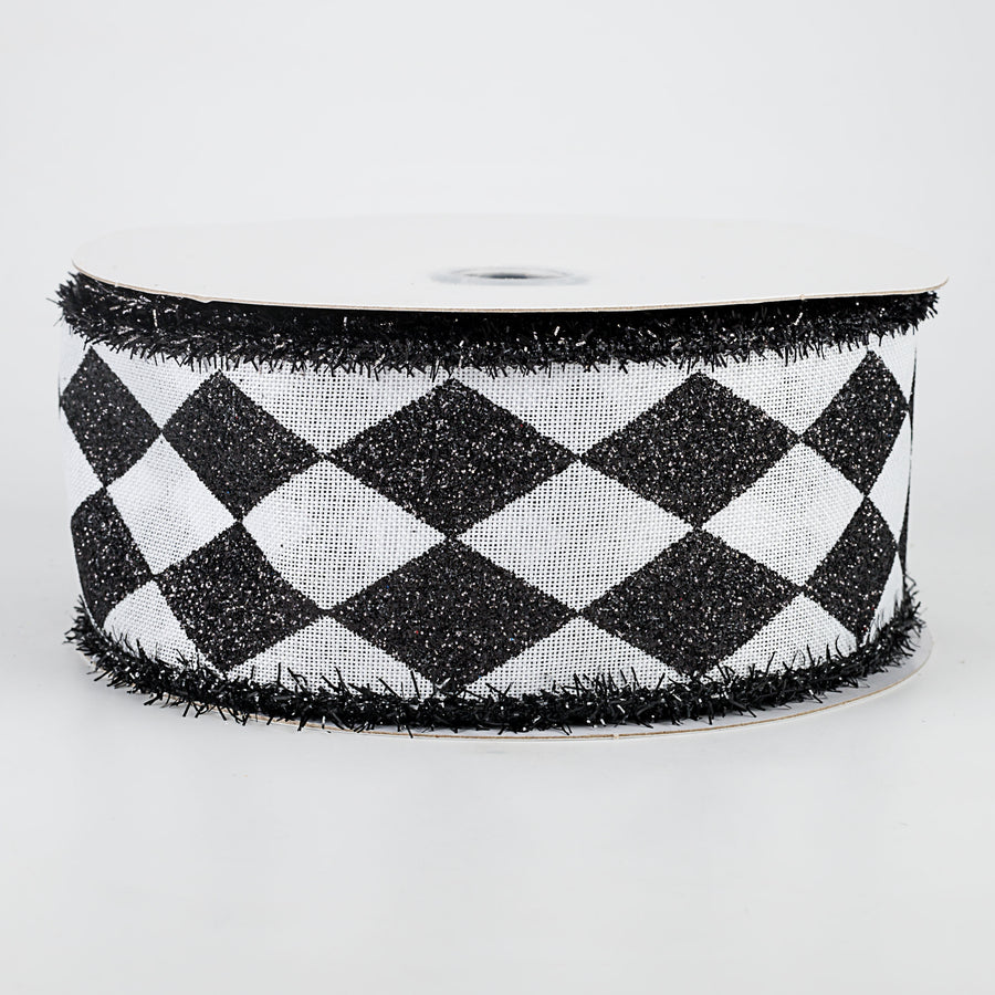 2" Glitter Harlequin Tinsel Edge Ribbon (10 Yards)
