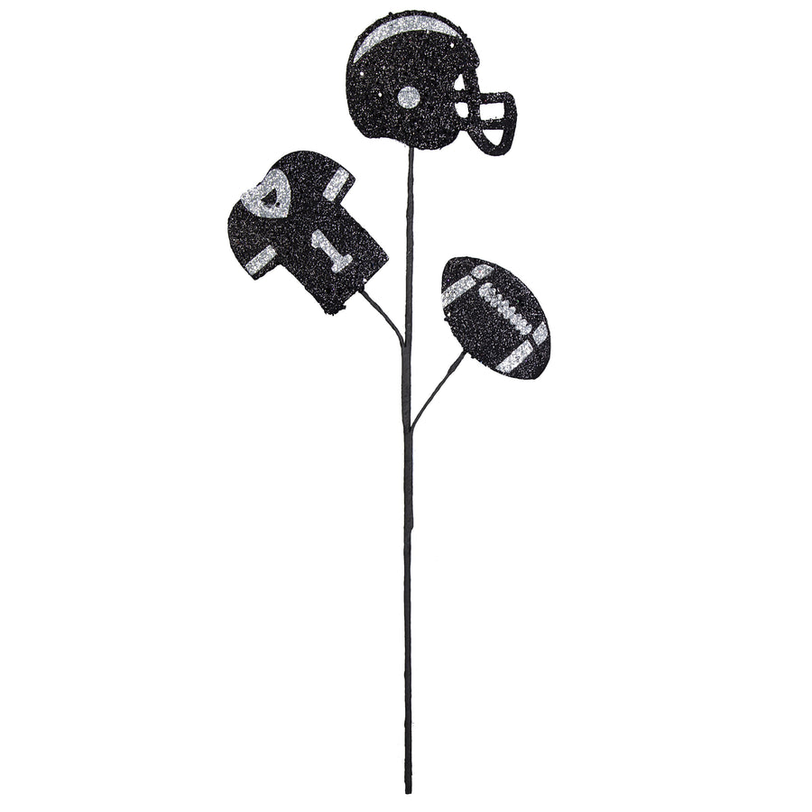 24" Glitter Helmet, Jersey, Football Pick: Black & Silver detail photo 3