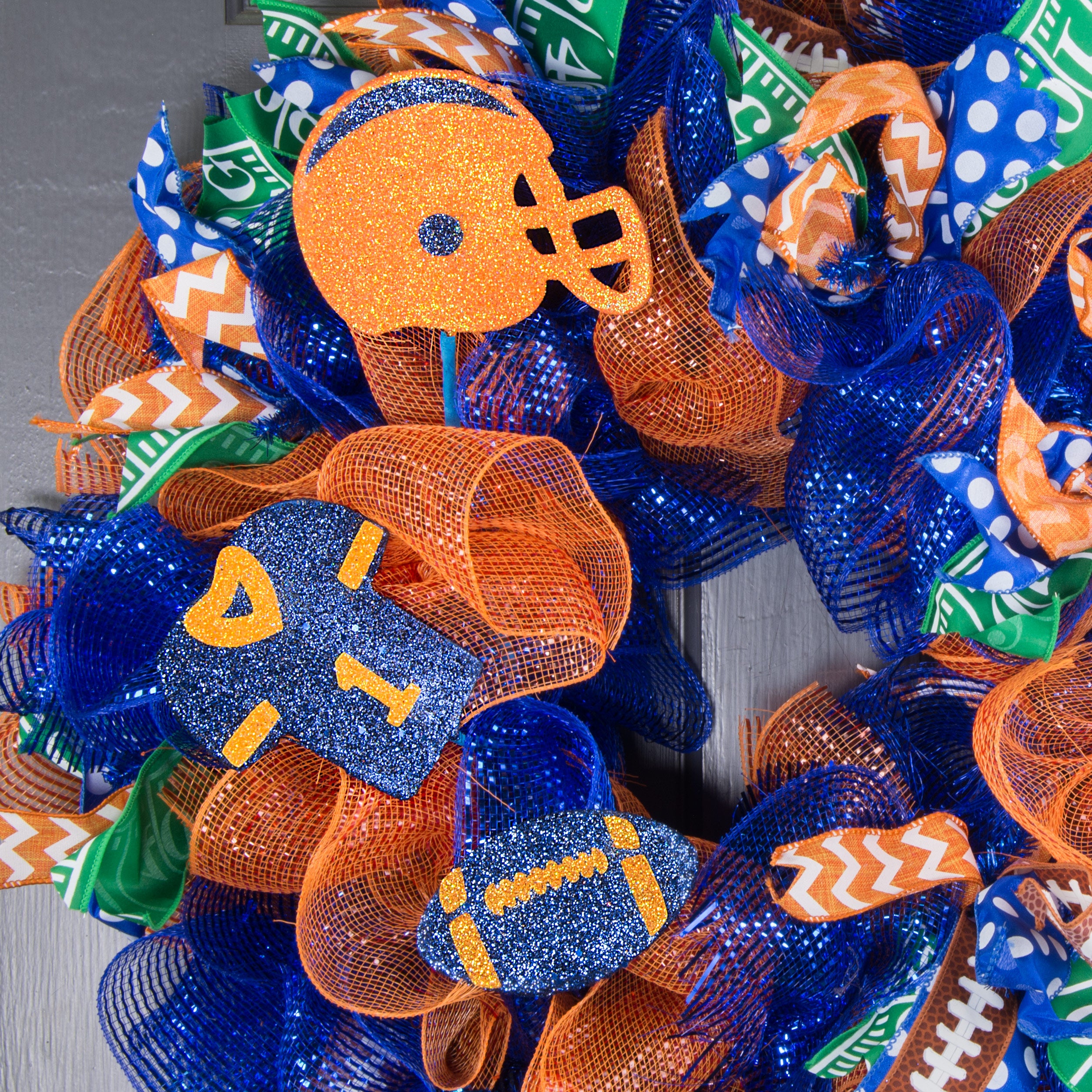 24" Glitter Helmet, Jersey, Football Pick: Blue & Orange Lifestyle Photo