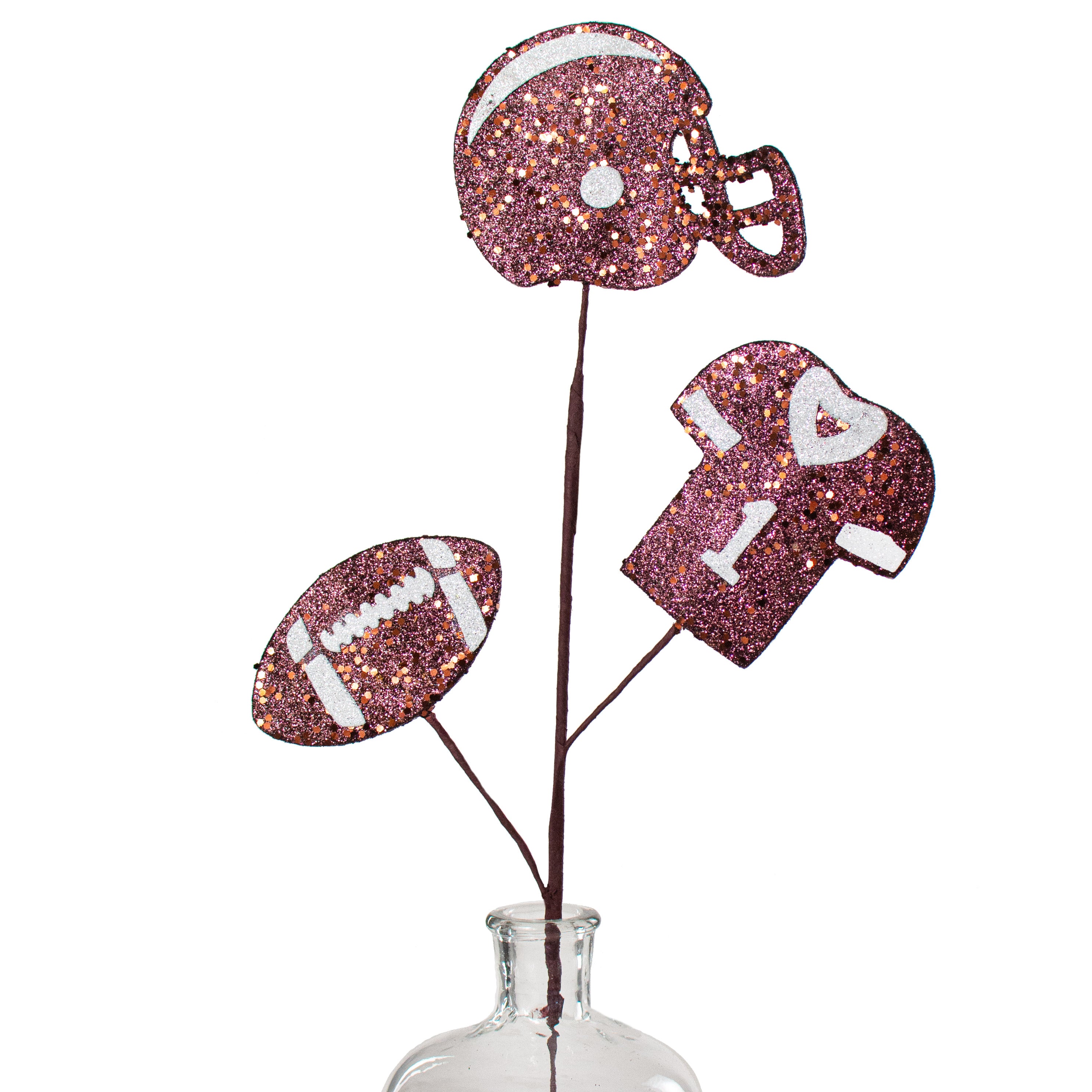 24" Glitter Helmet, Jersey, Football Pick: Maroon & White Item Number: MZ186149