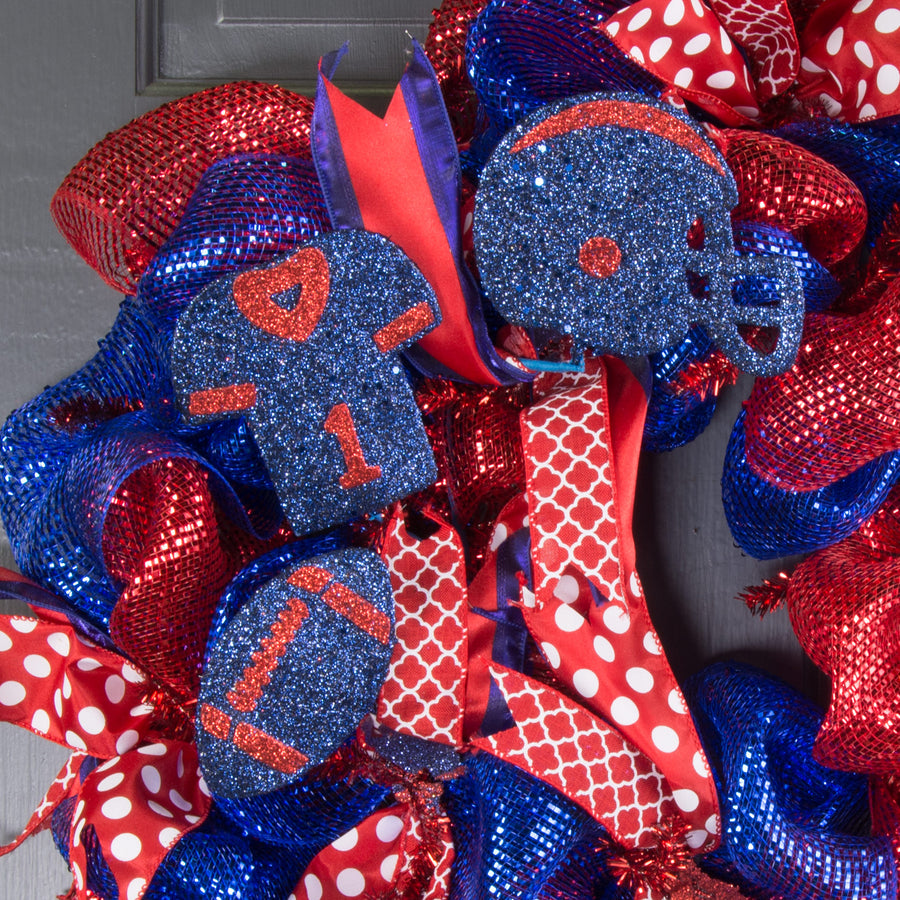 24"Glitter Helmet, Jersey, Football Pick: Navy Blue & Red Lifestyle Photo