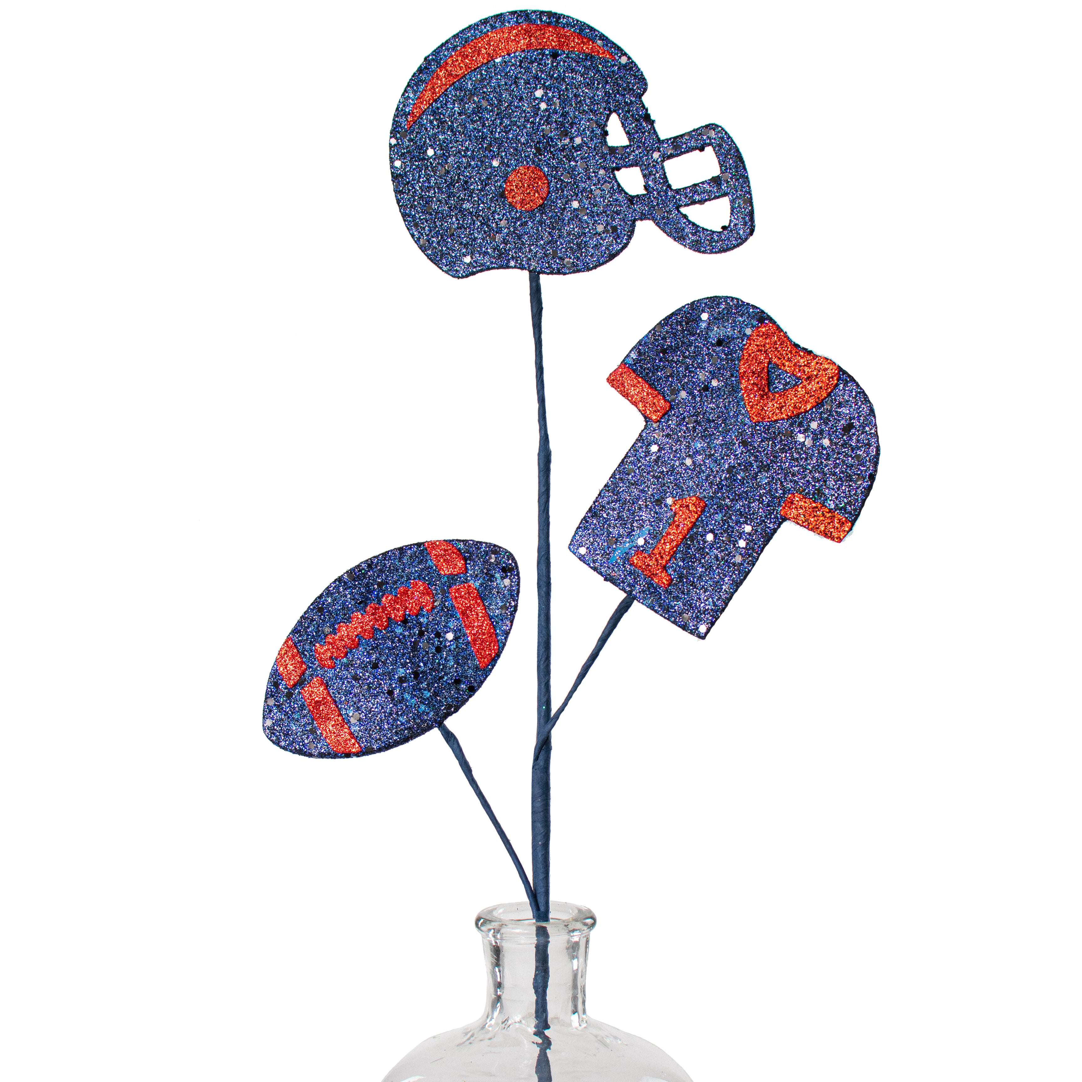 24"Glitter Helmet, Jersey, Football Pick: Navy Blue & Red Item Number: MZ186148
