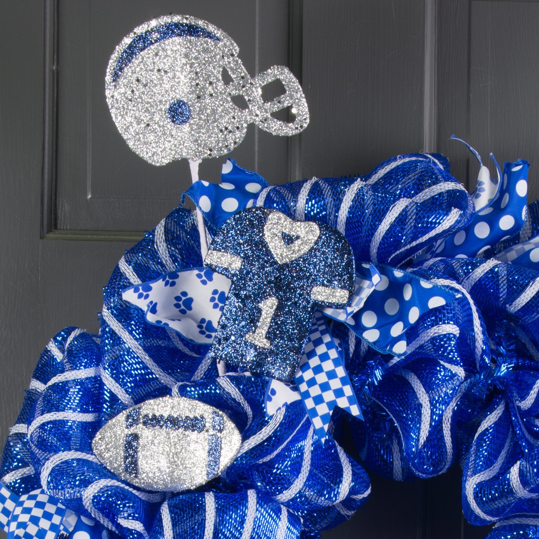 24" Glitter Helmet, Jersey, Football Pick: Navy Blue & Silver Lifestyle Photo