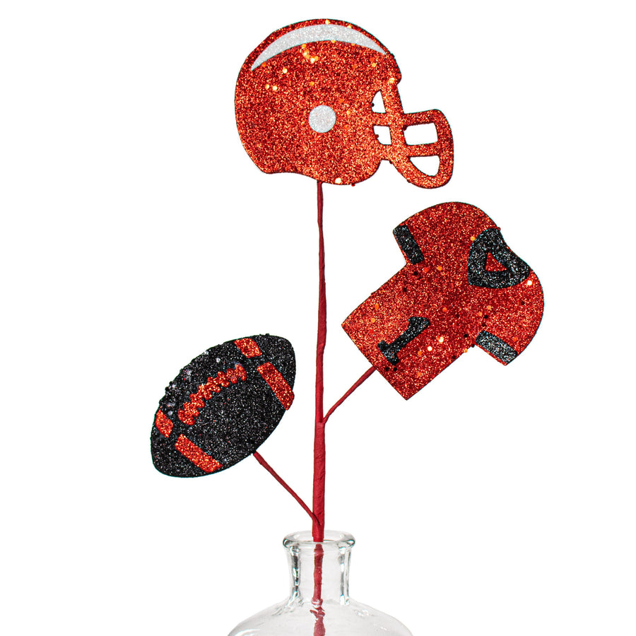 24" Glitter Helmet, Jersey, Football Pick: Red & Black Item Number: MZ186147