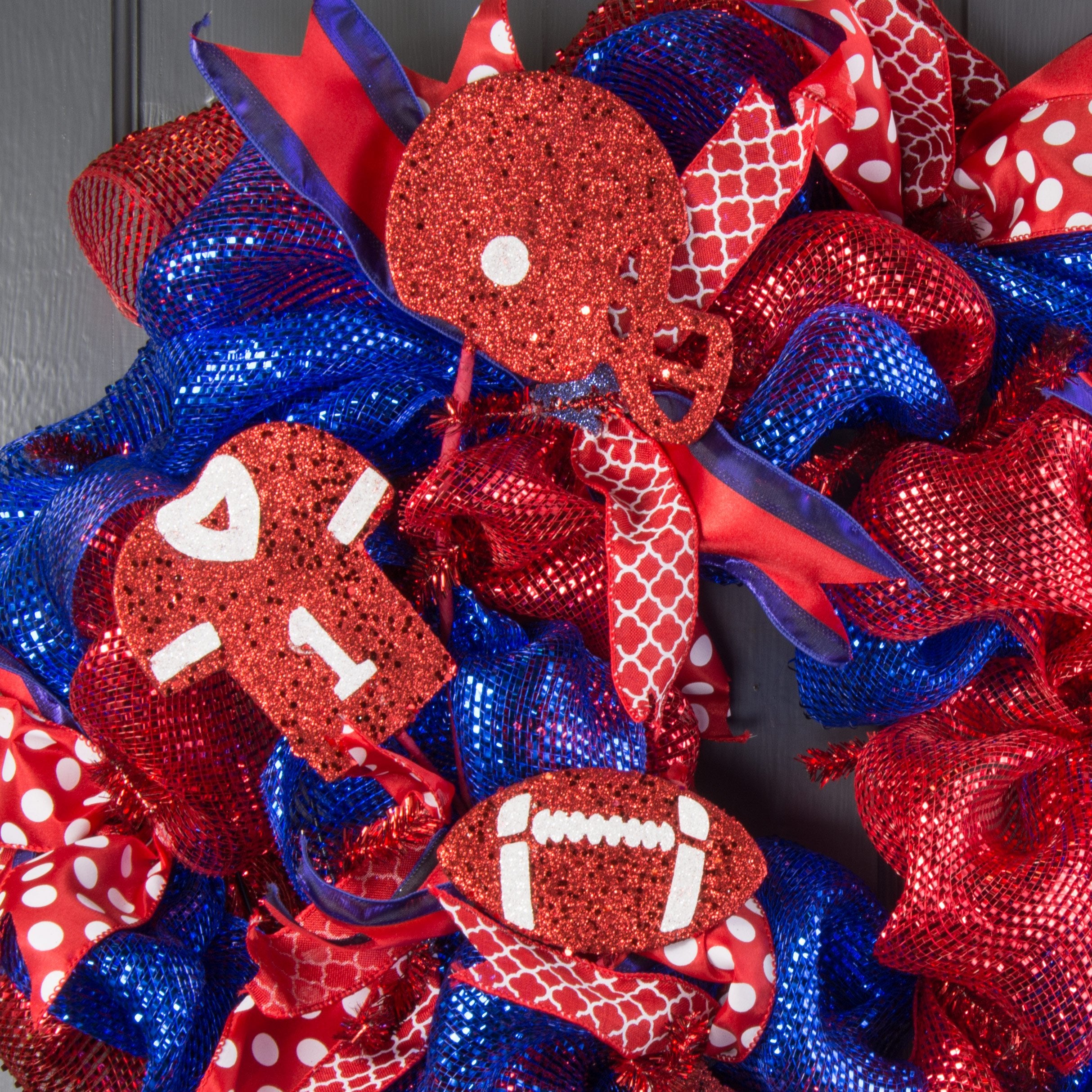 24" Glitter Helmet, Jersey, Football Pick: Red & White Lifestyle Photo