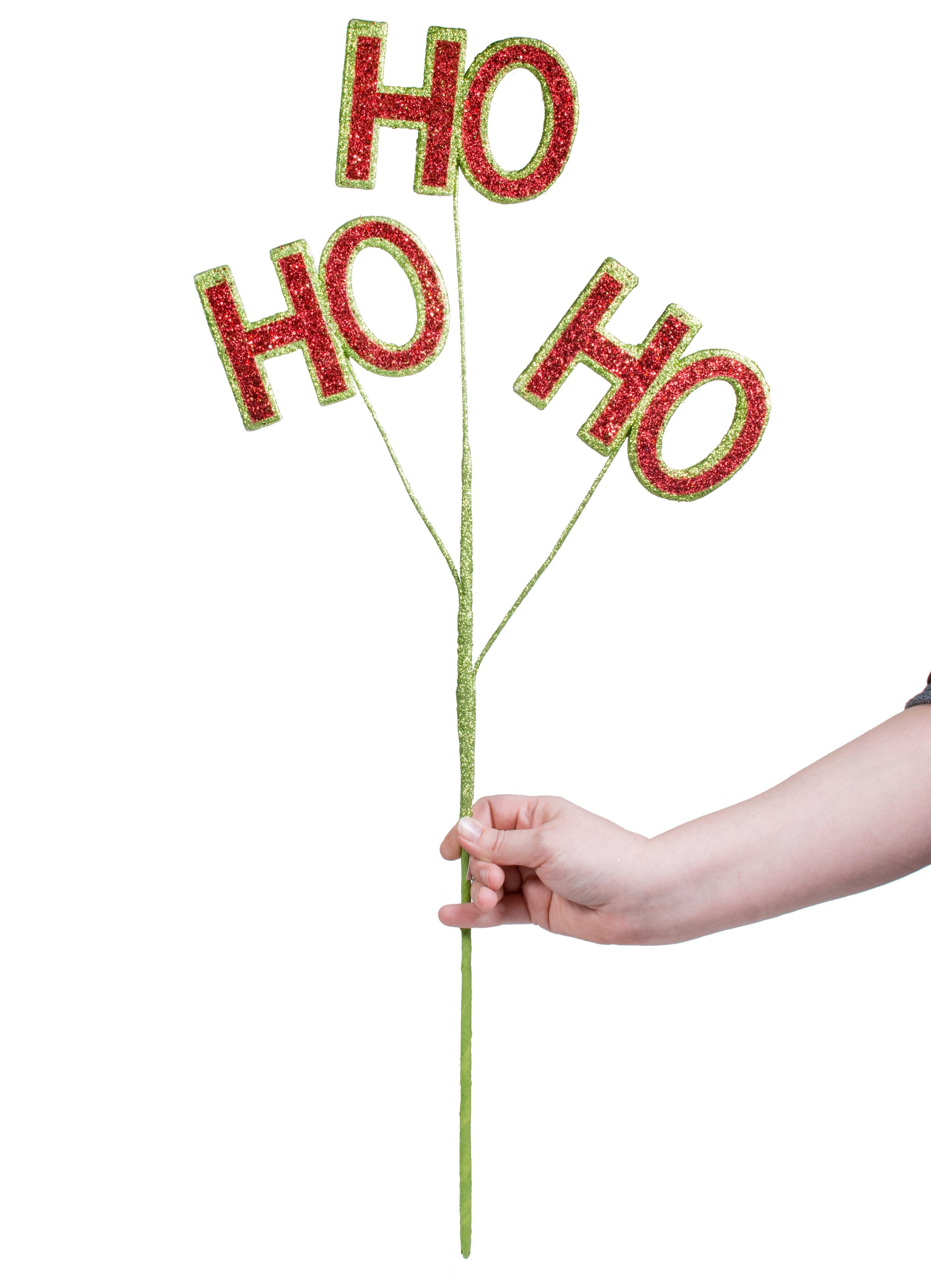 29" Glitter Ho Ho Ho Spray: Red & Lime detail photo 3