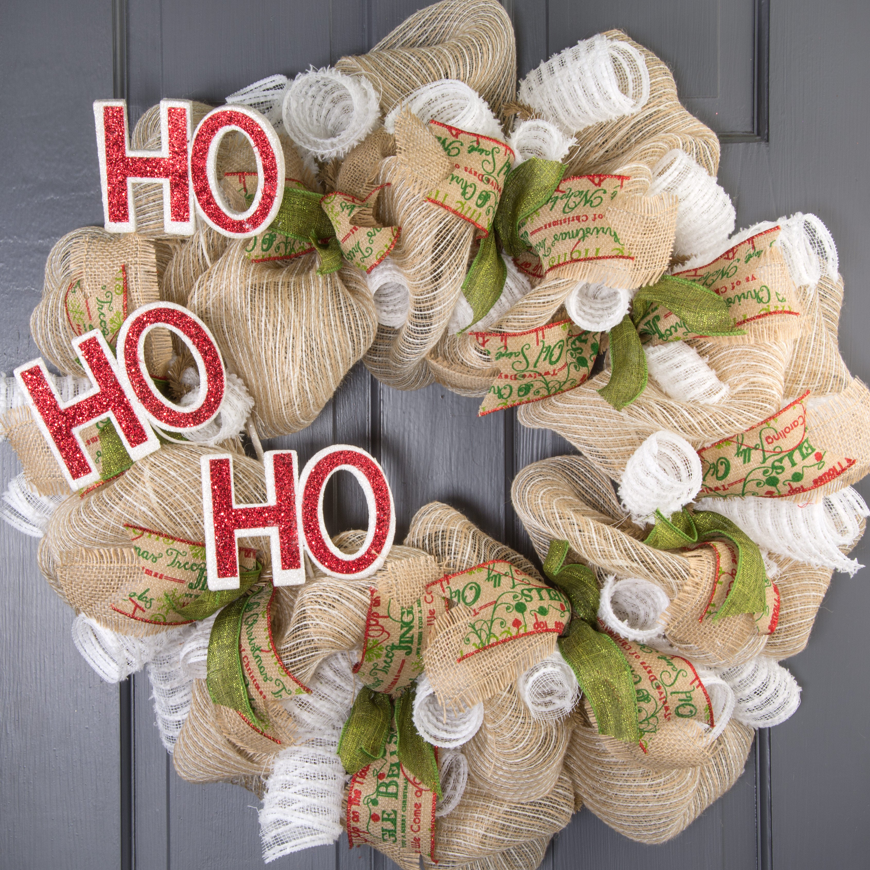 26" Glitter Ho Ho Ho Spray: Red & White Lifestyle Photo