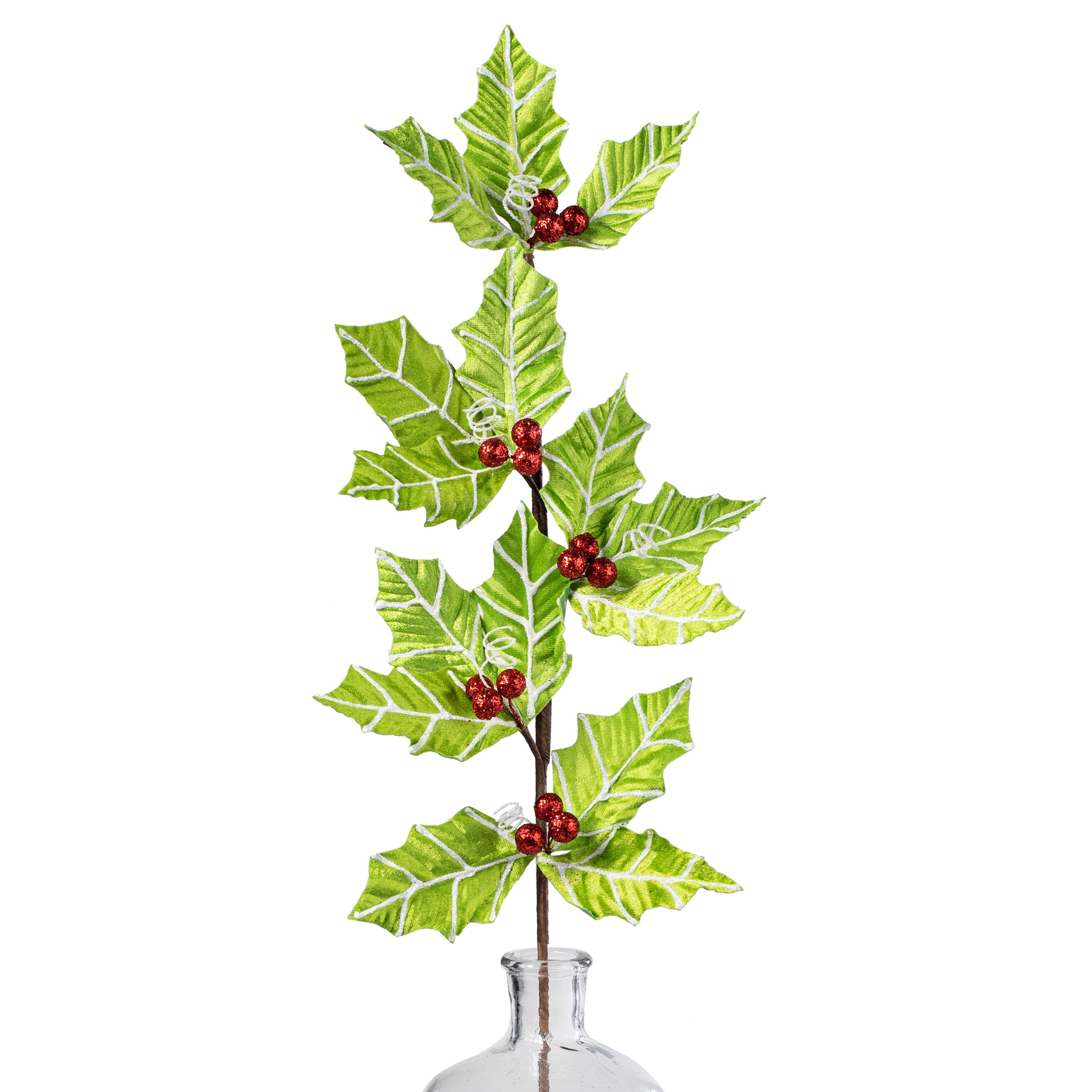 24" Glitter Holly Berry Spray Item Number: 104012