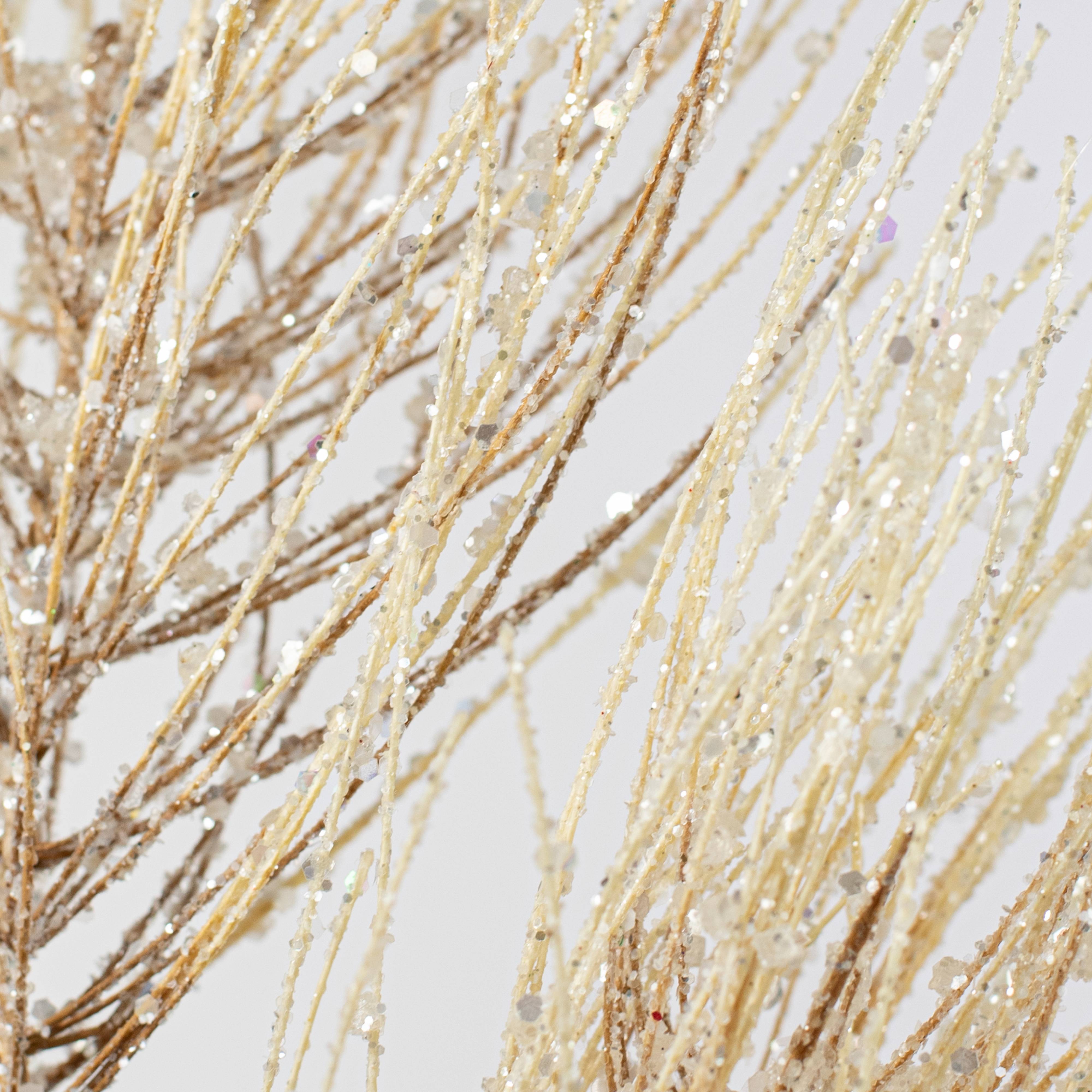 27" Glitter Iced Pine Spray: Brown & Cream detail photo 4