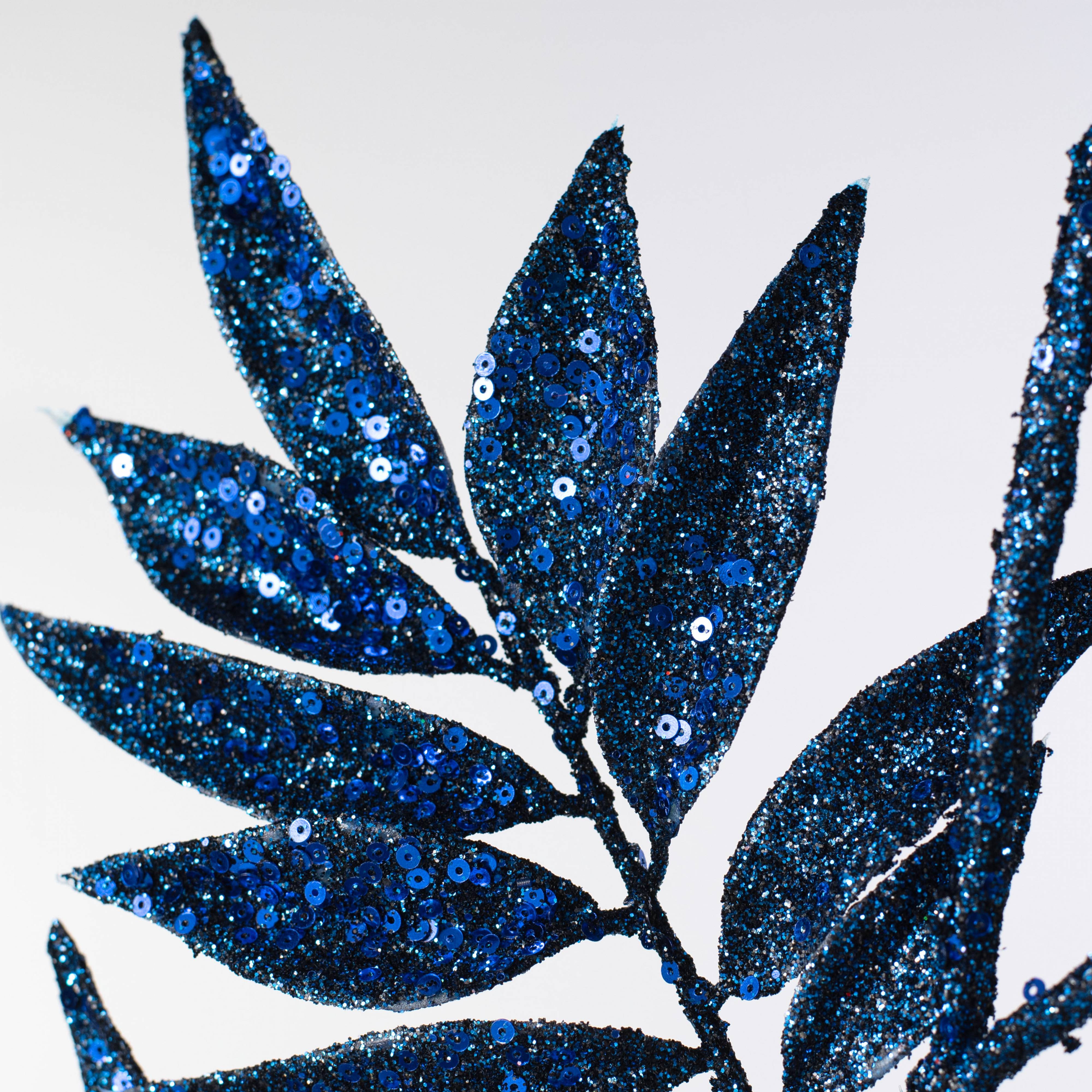31" Glitter Leaf Spray: Midnight Blue Lifestyle Photo