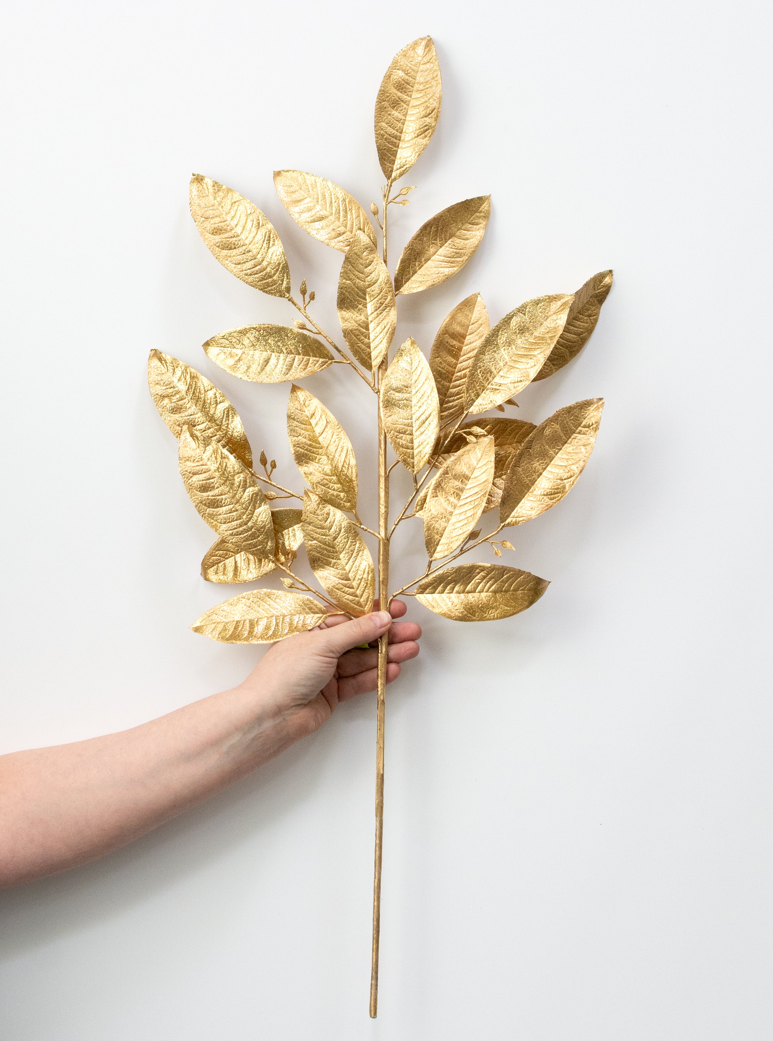 30" Glitter Leaves Spray: Gold detail photo 3