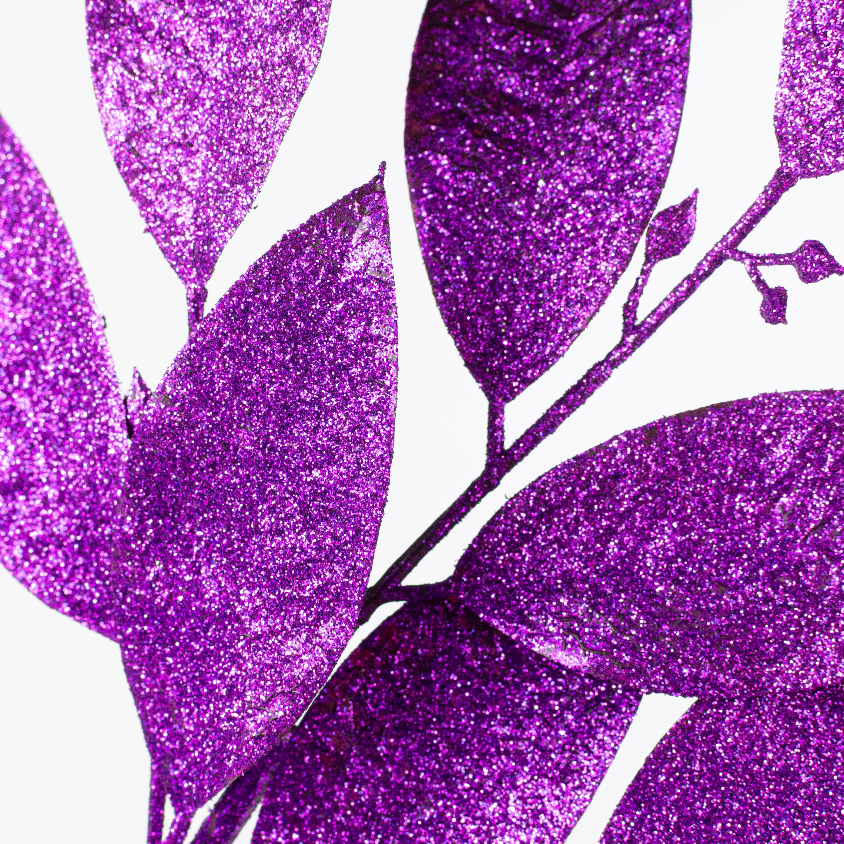 30" Glitter Leaves Spray: Purple Lifestyle Photo