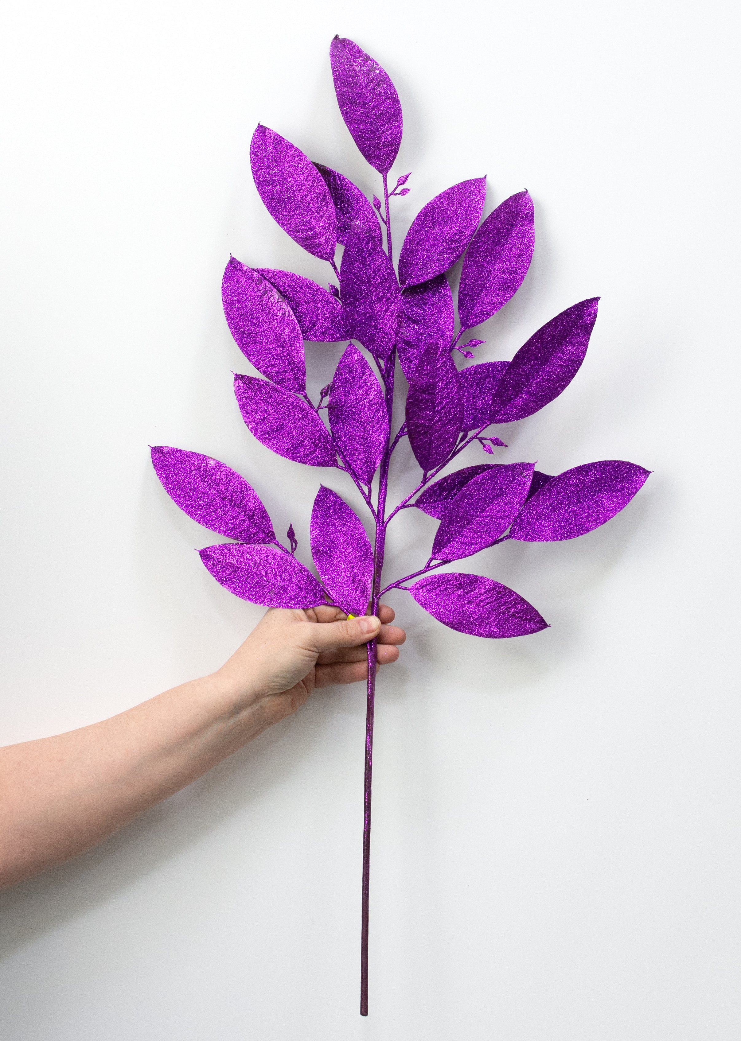 30" Glitter Leaves Spray: Purple detail photo 3