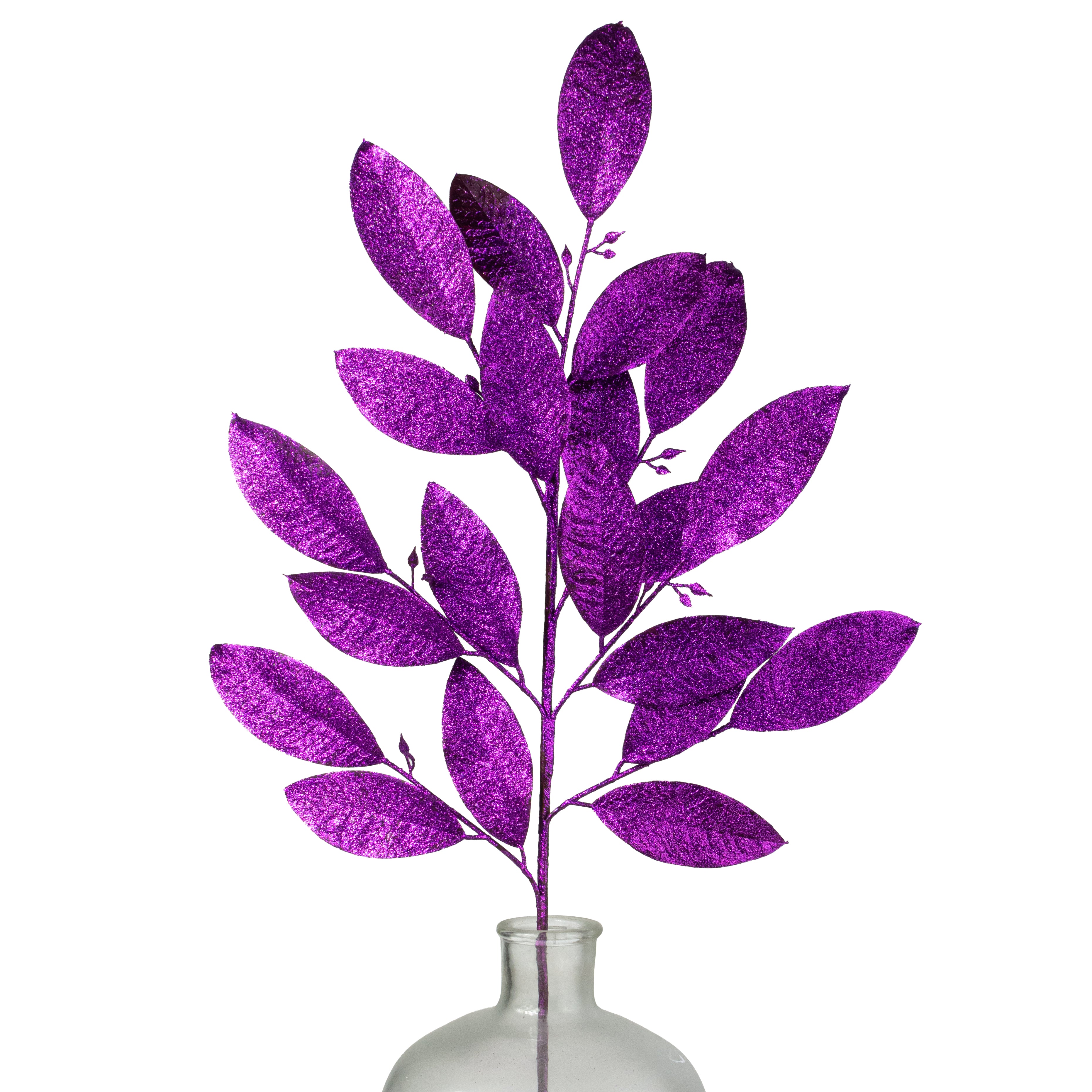 30" Glitter Leaves Spray: Purple Item Number: 86008PU