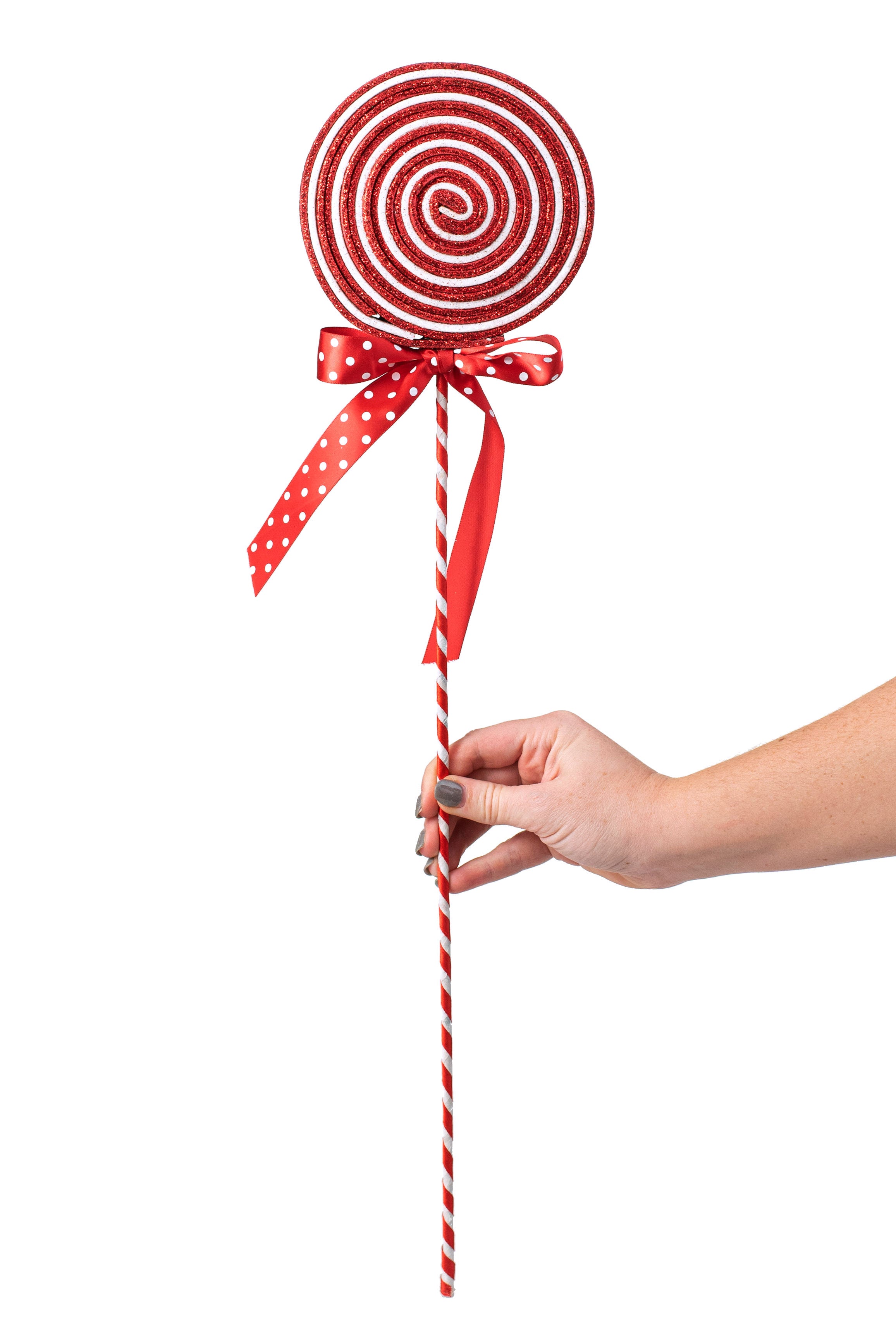 22" Glitter Lollipop Bow Pick: Peppermint detail photo 3