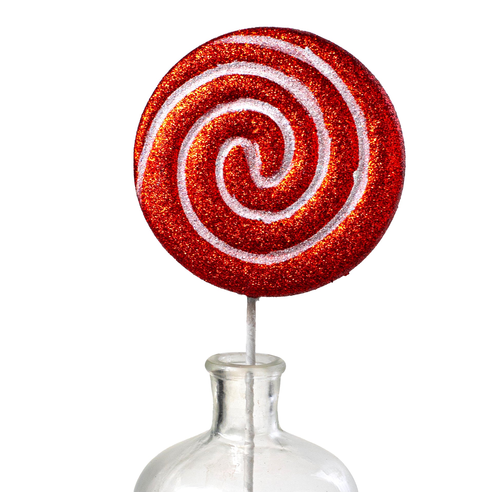 14" Glitter Lollipop Peppermint Pick: Red & White Item Number: 84951RDWT