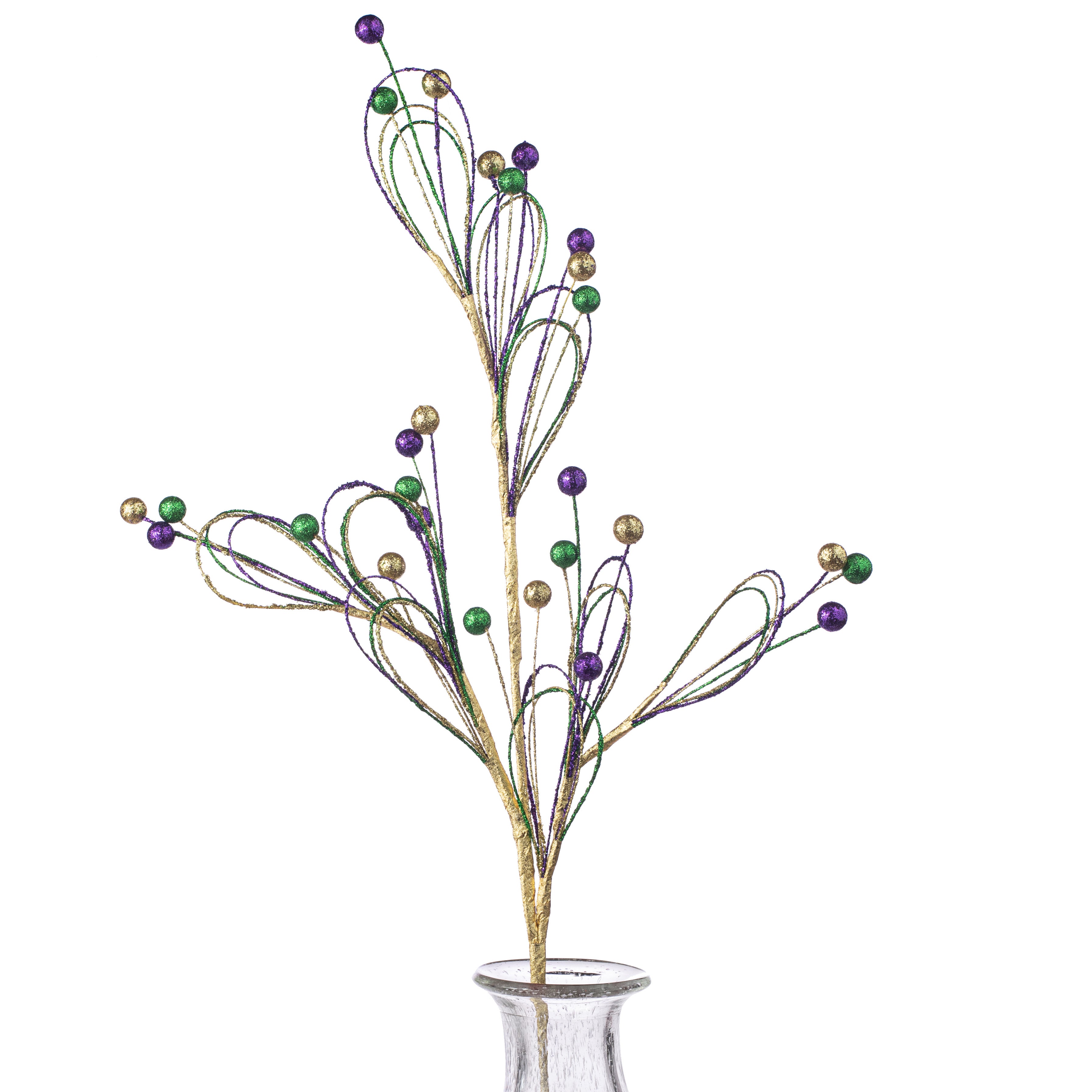 29" Glitter Loop & Ball Spray: Mardi Gras Item Number: HG3127