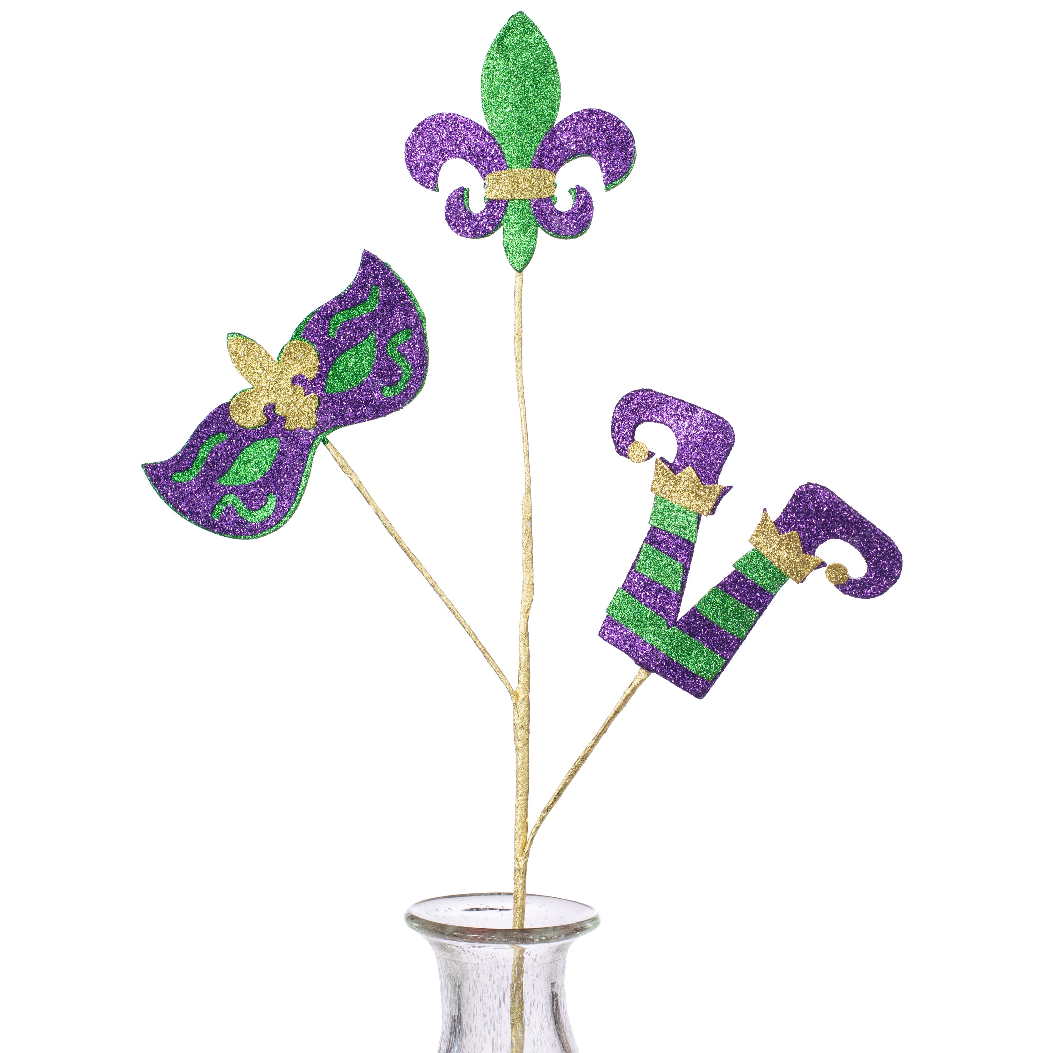 25" Glitter Mardi Gras Spray Item Number: HG3089