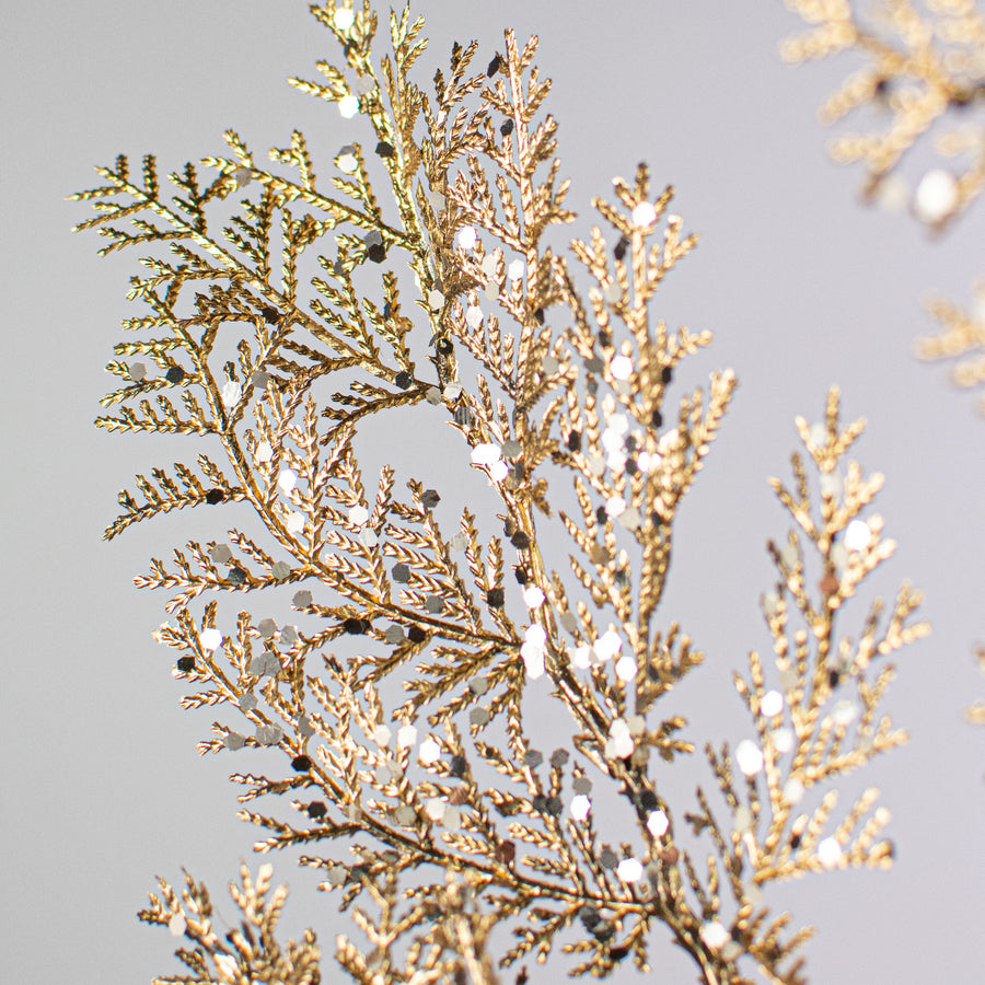 30" Glitter Metallic Juniper Spray: Taupe Gold Lifestyle Photo