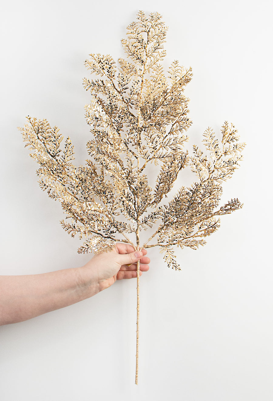 30" Glitter Metallic Juniper Spray: Taupe Gold detail photo 3